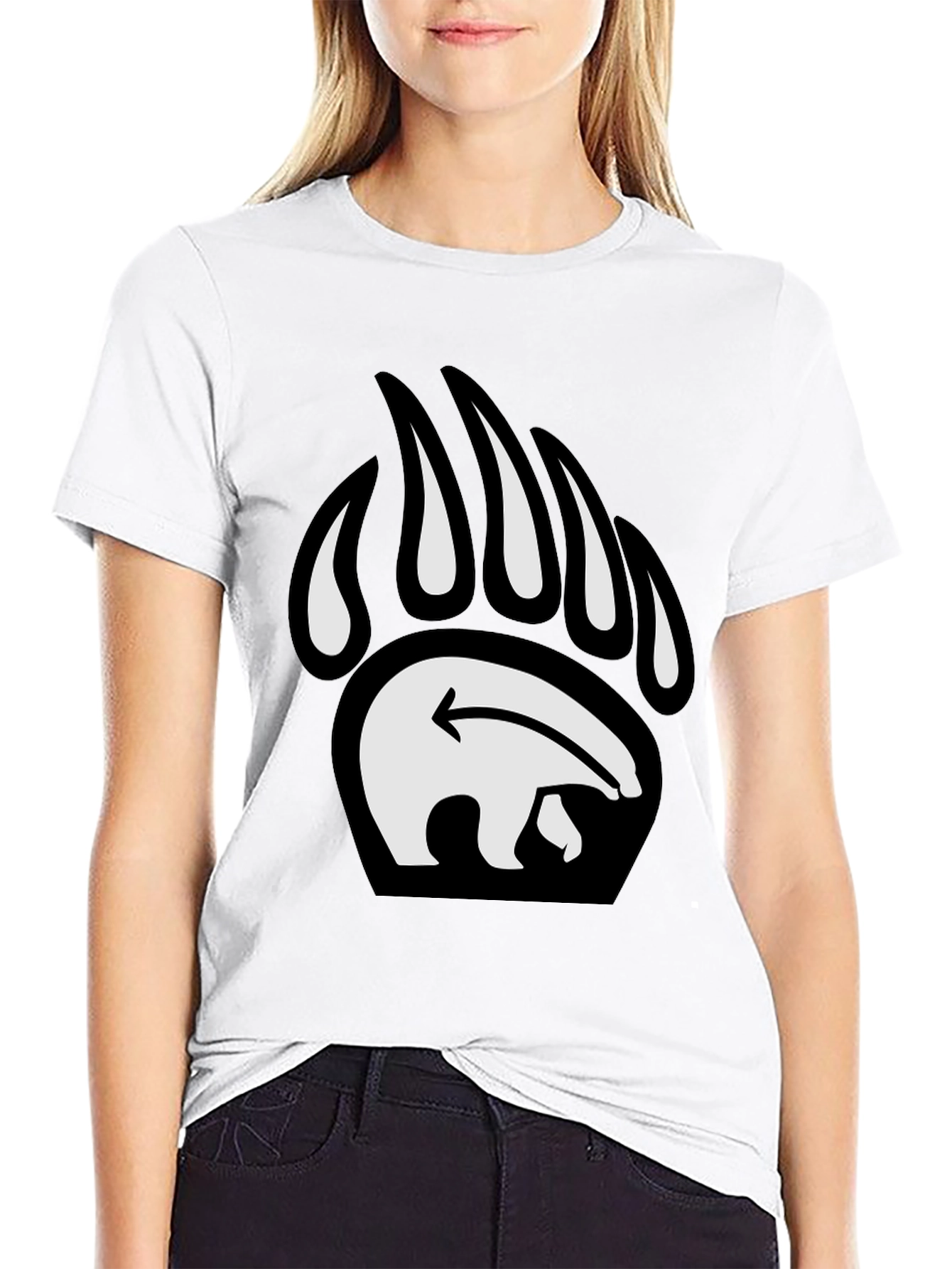Bear Paw Print Graphic Tee - Black