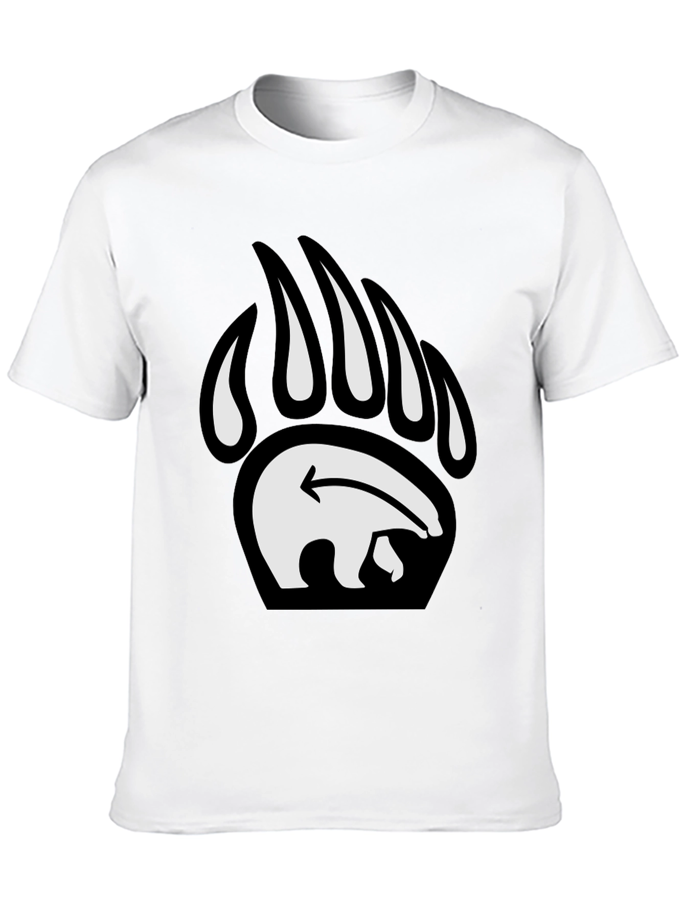Bear Paw Print Graphic Tee - Black