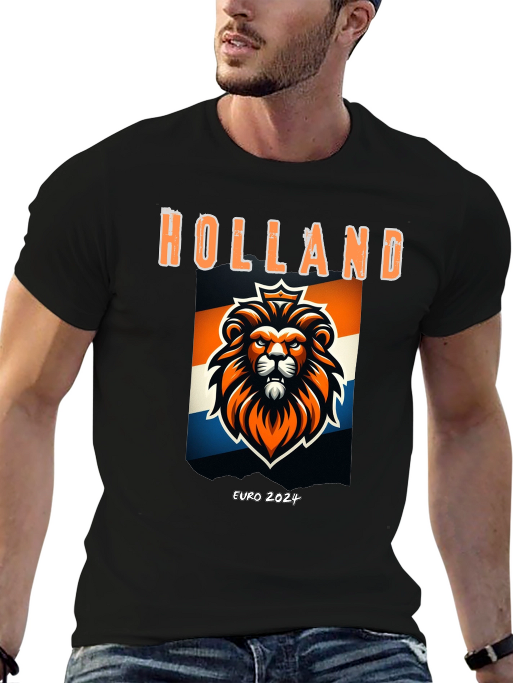 Holland Euro 2024 Lion Graphic Tee - Black