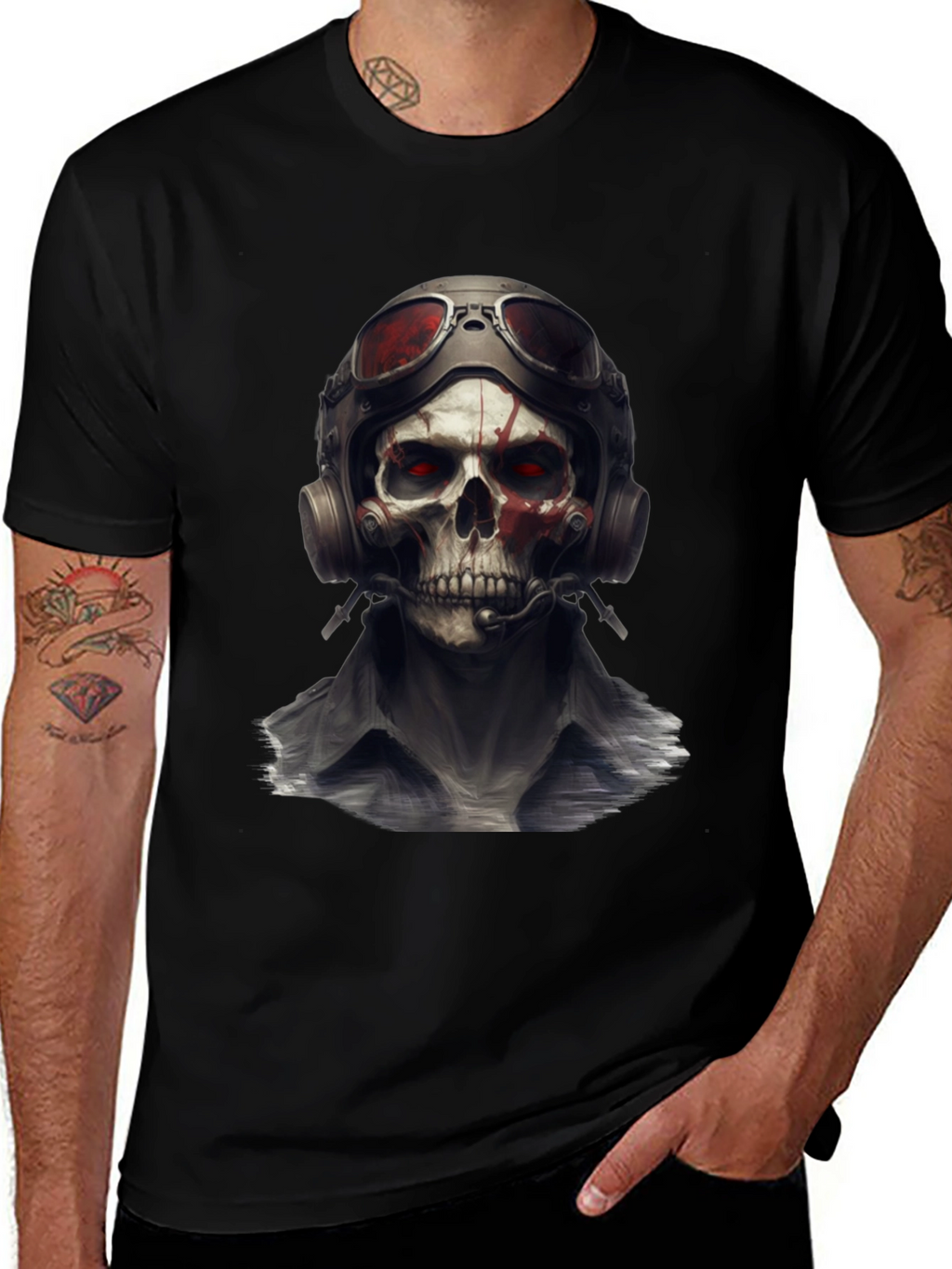 Skull Pilot T-Shirt - Edgy Graphic Tee