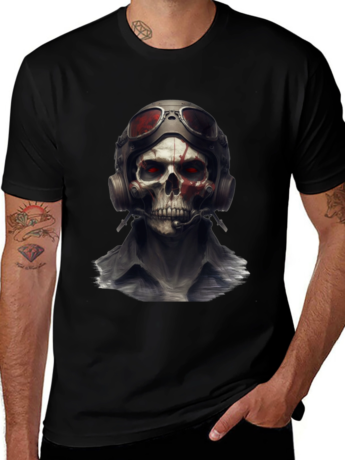 Skull Pilot T-Shirt - Edgy Graphic Tee
