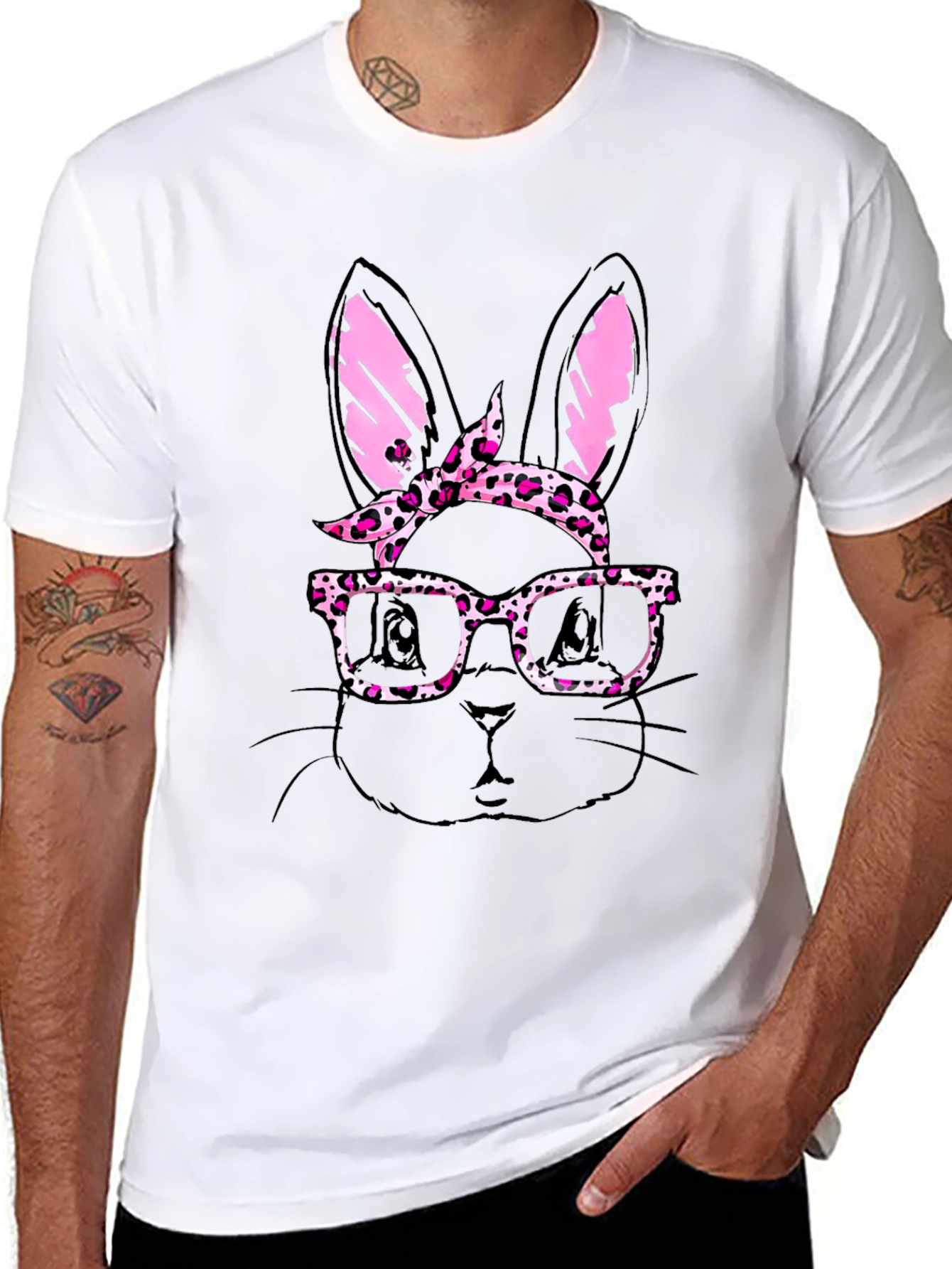 Bunny with Glasses Mens T-Shirt