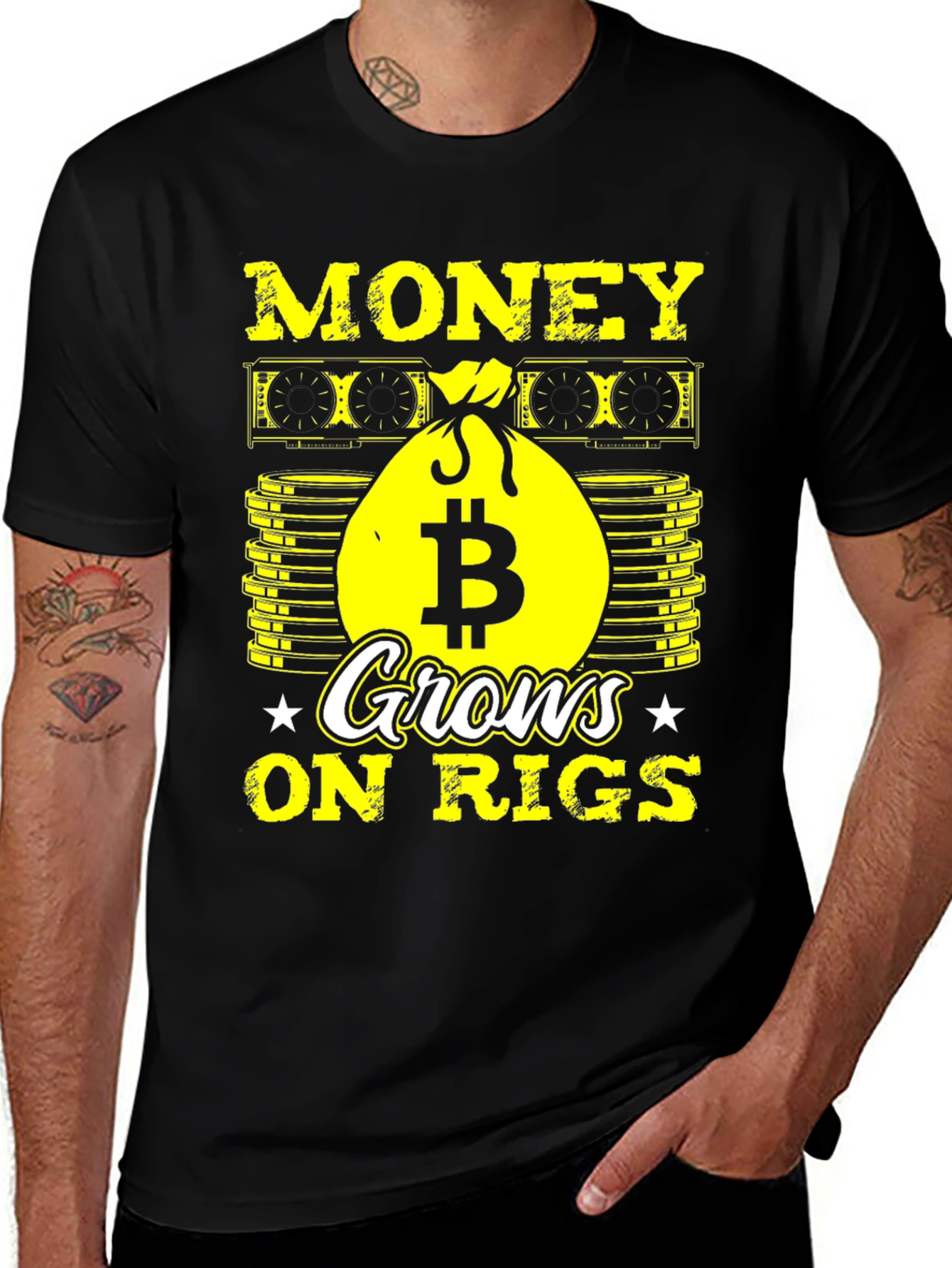 Bitcoin Mining T-Shirt: Money Grows On Rigs