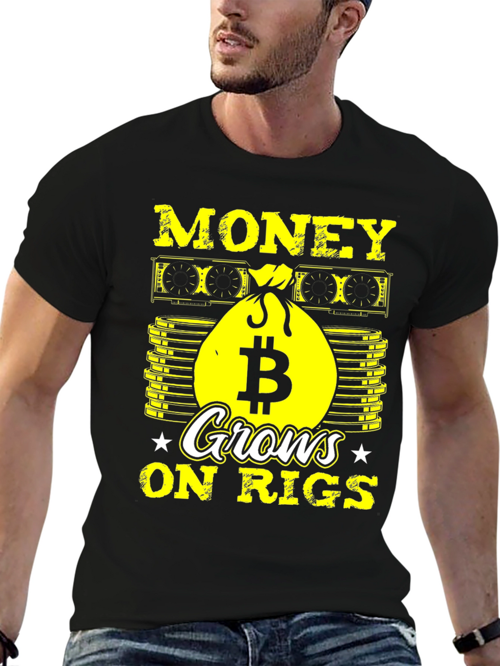 Bitcoin Mining T-Shirt: Money Grows On Rigs