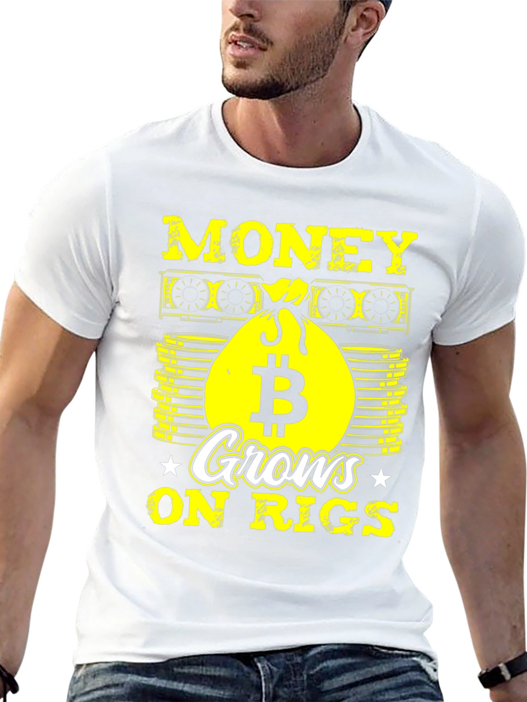 Bitcoin Mining T-Shirt: Money Grows On Rigs
