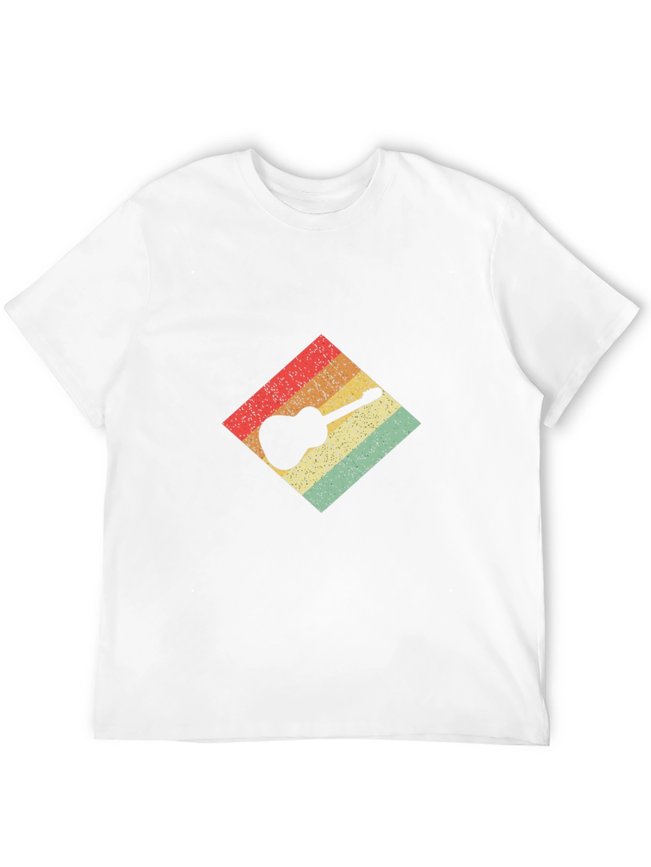 Retro Guitar Graphic Tee - Black Cotton T-Shirt