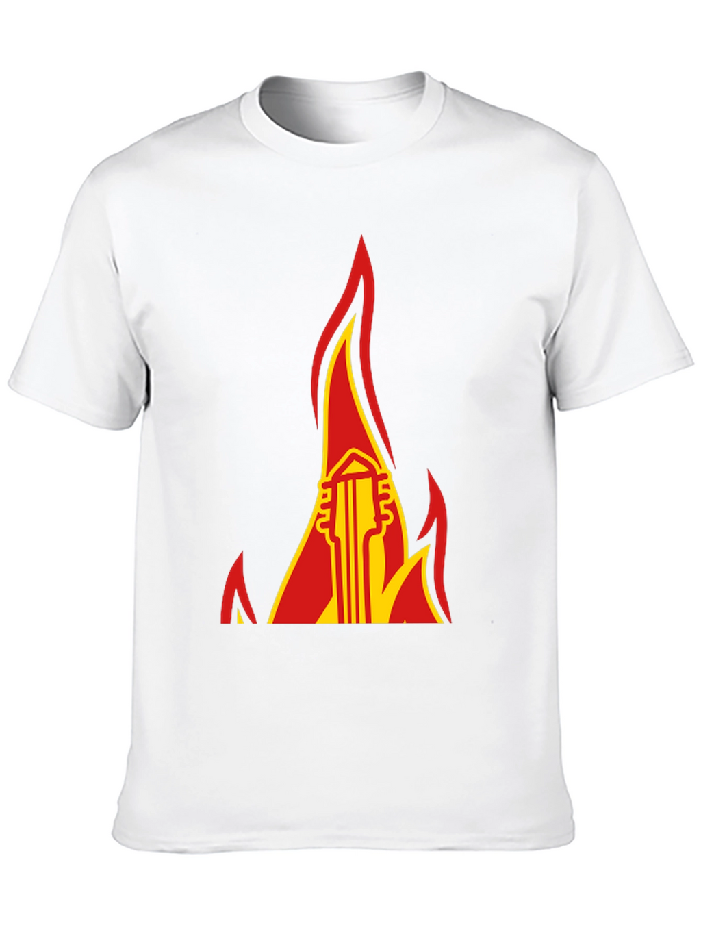 Flaming Guitar Graphic Tee - Rock and Roll Style