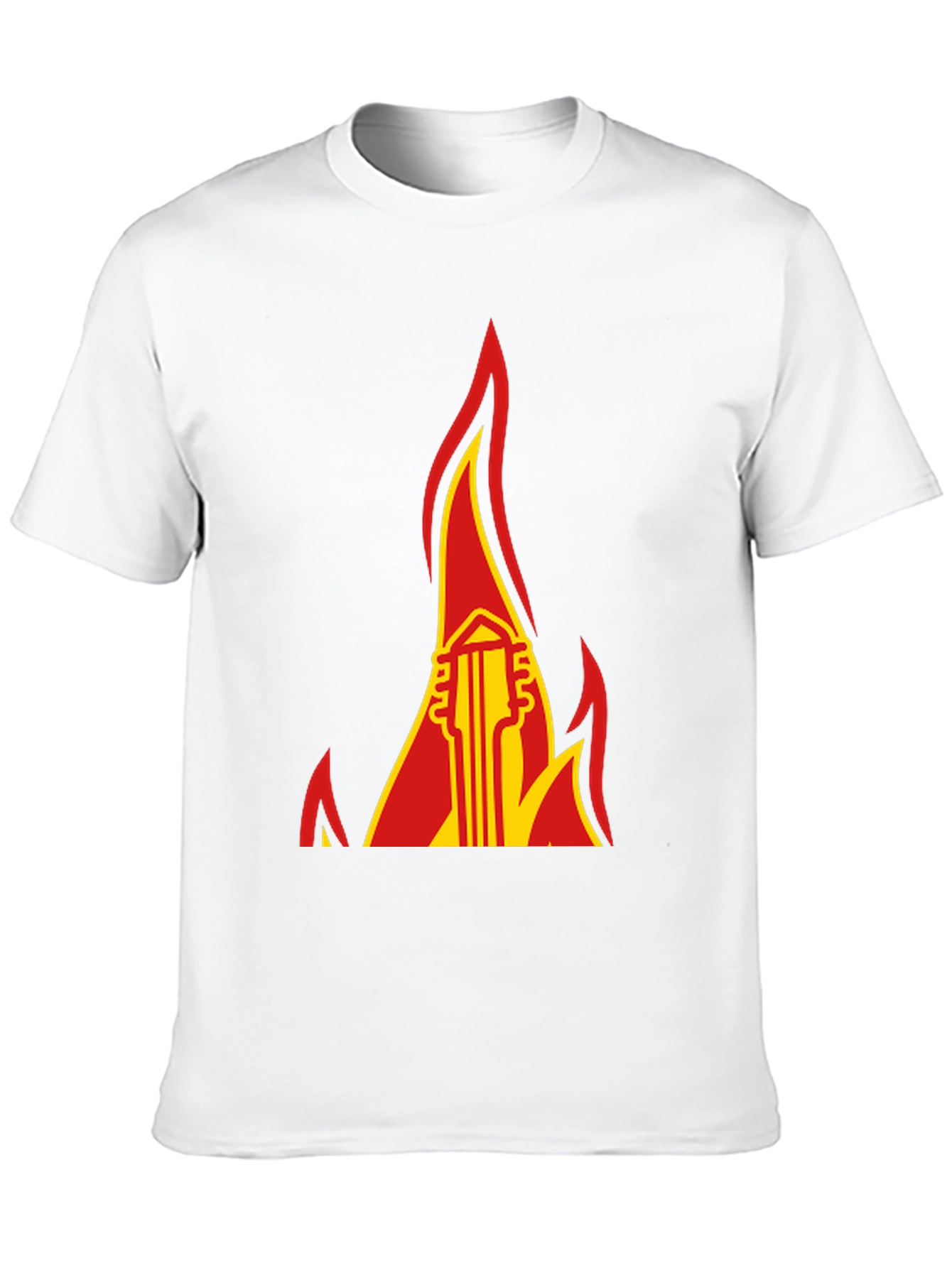Flaming Guitar Graphic Tee - Rock and Roll Style