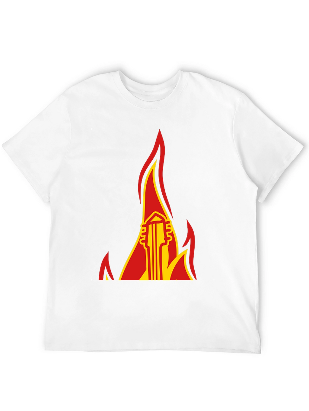 Flaming Guitar Graphic Tee - Rock and Roll Style