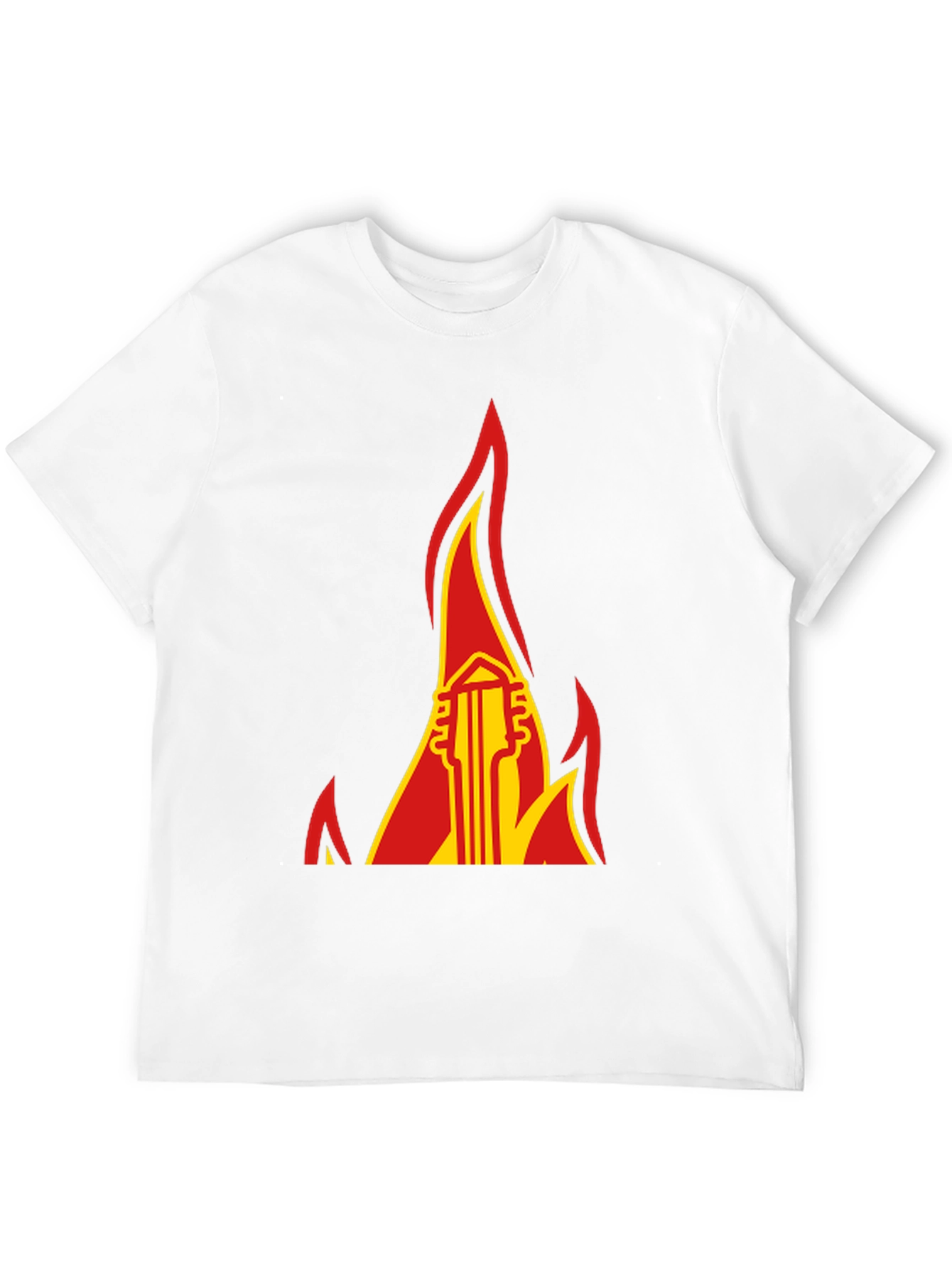 Flaming Guitar Graphic Tee - Rock and Roll Style