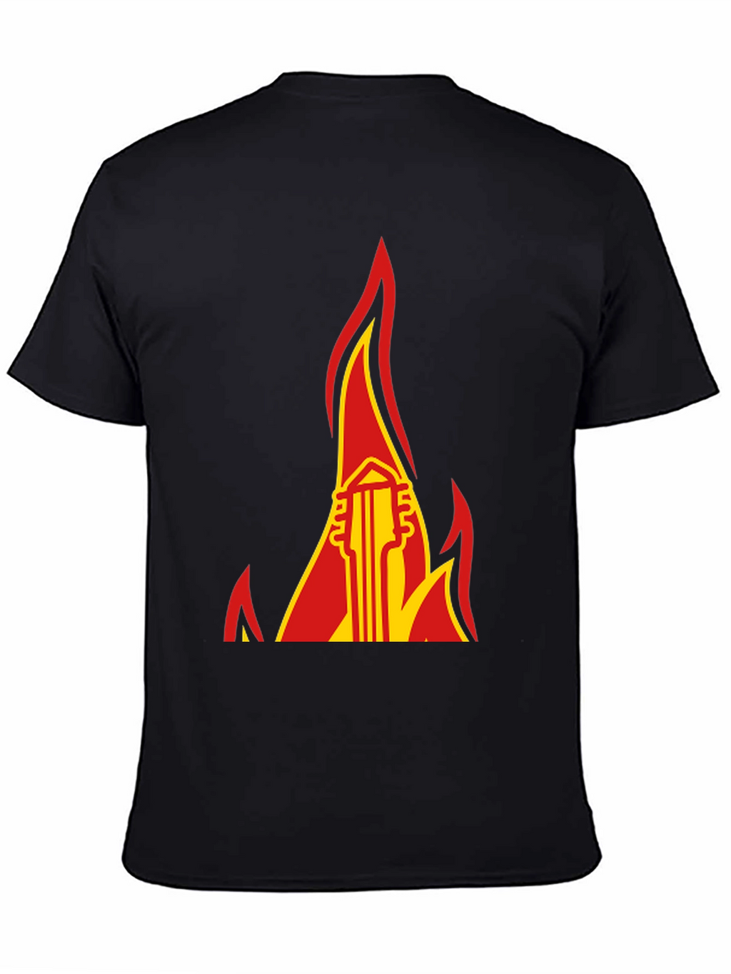 Flaming Guitar Graphic Tee - Rock and Roll Style