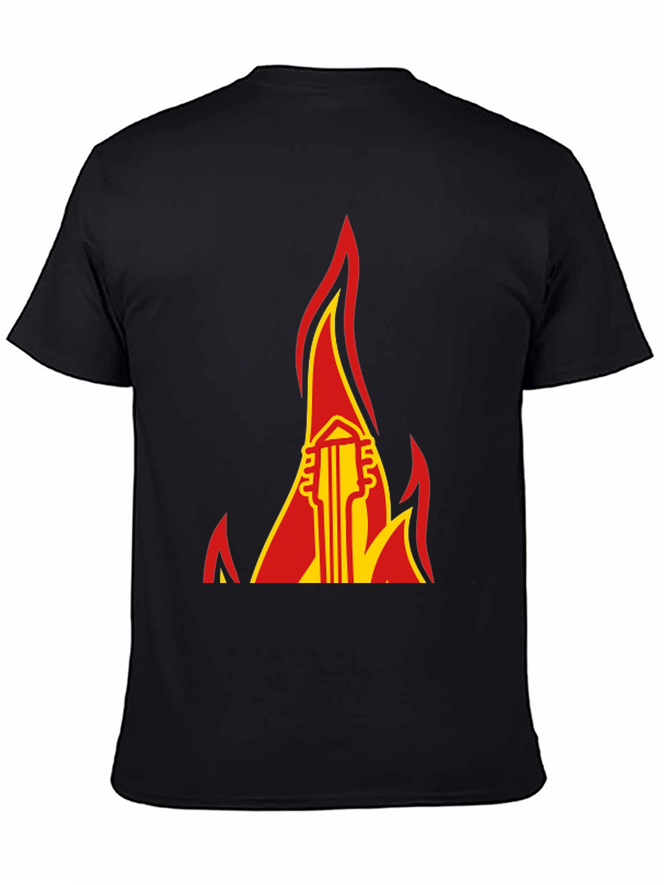 Flaming Guitar Graphic Tee - Rock and Roll Style