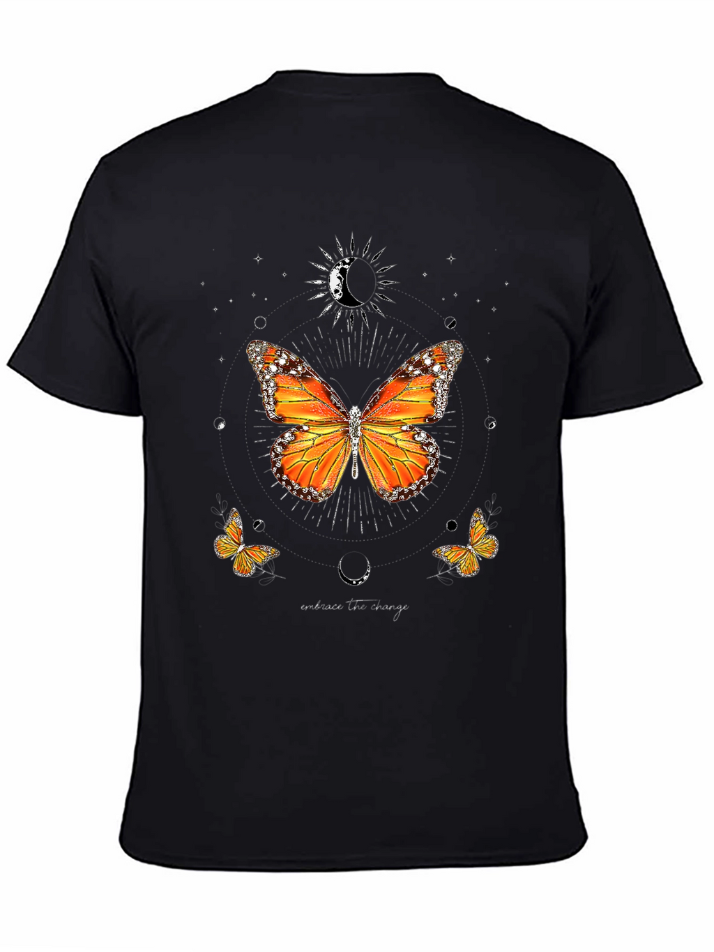 Butterfly Moon Graphic Tee - Black Casual T-Shirt