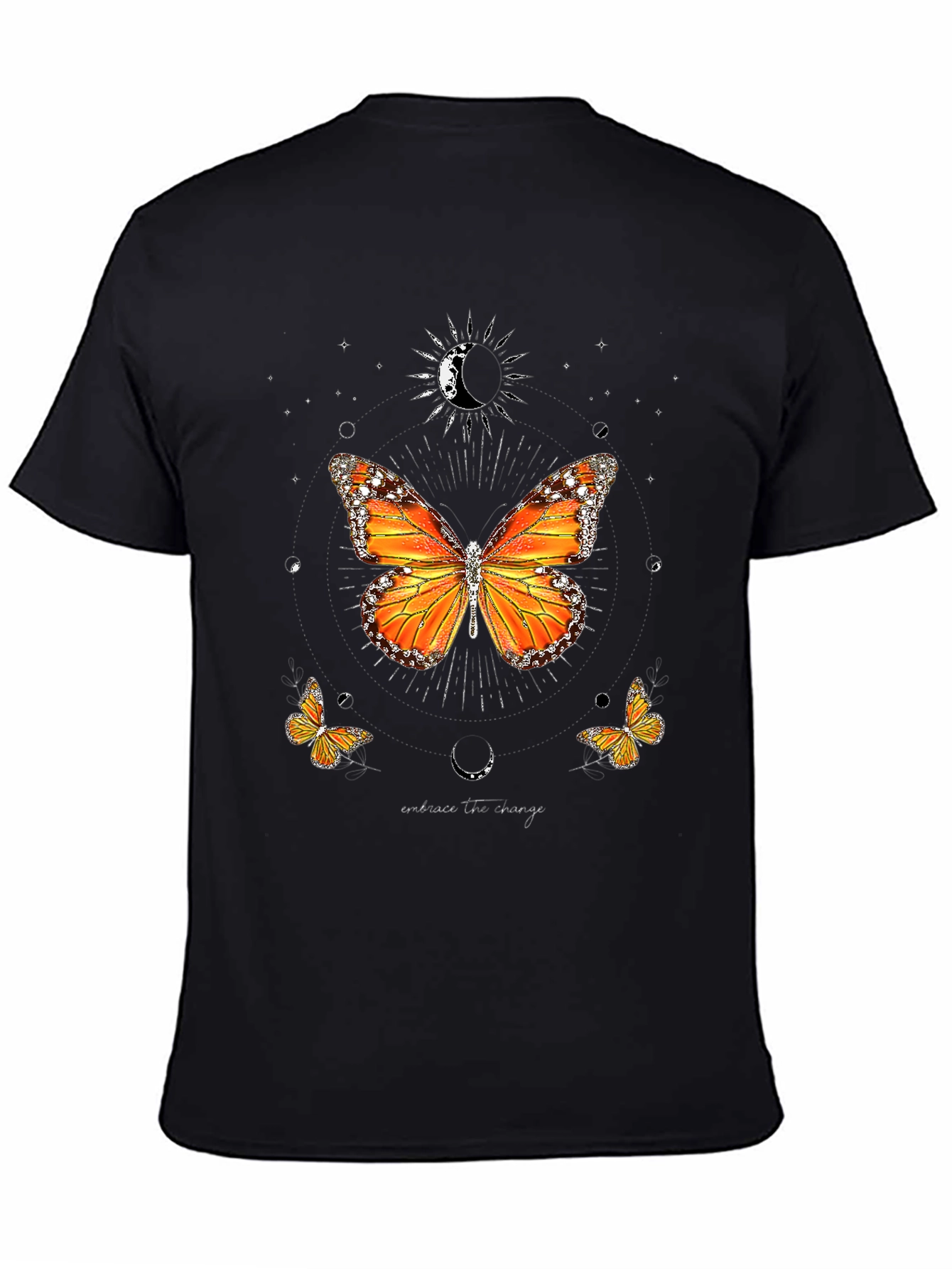 Butterfly Moon Graphic Tee - Black Casual T-Shirt