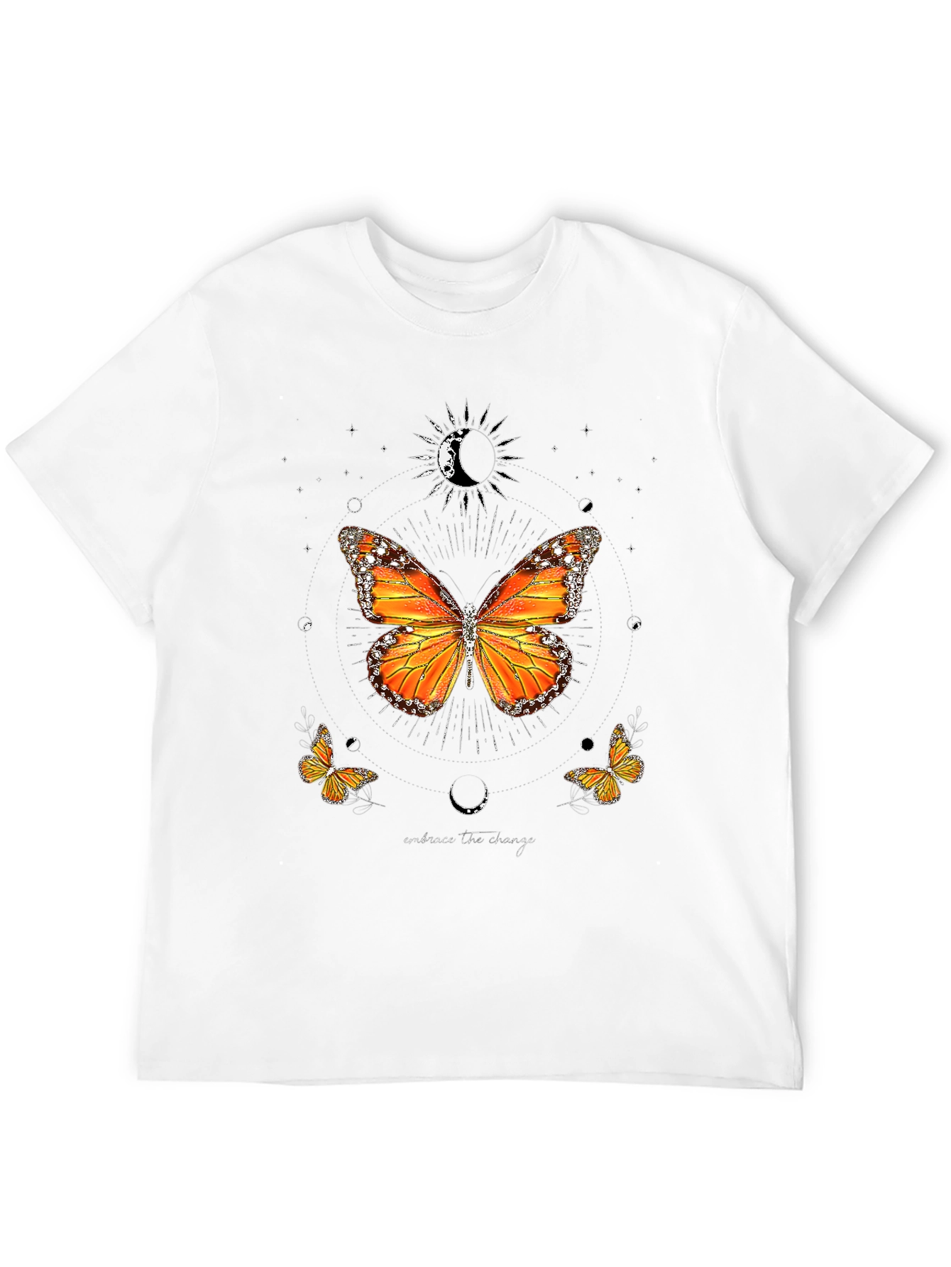 Butterfly Moon Graphic Tee - Black Casual T-Shirt