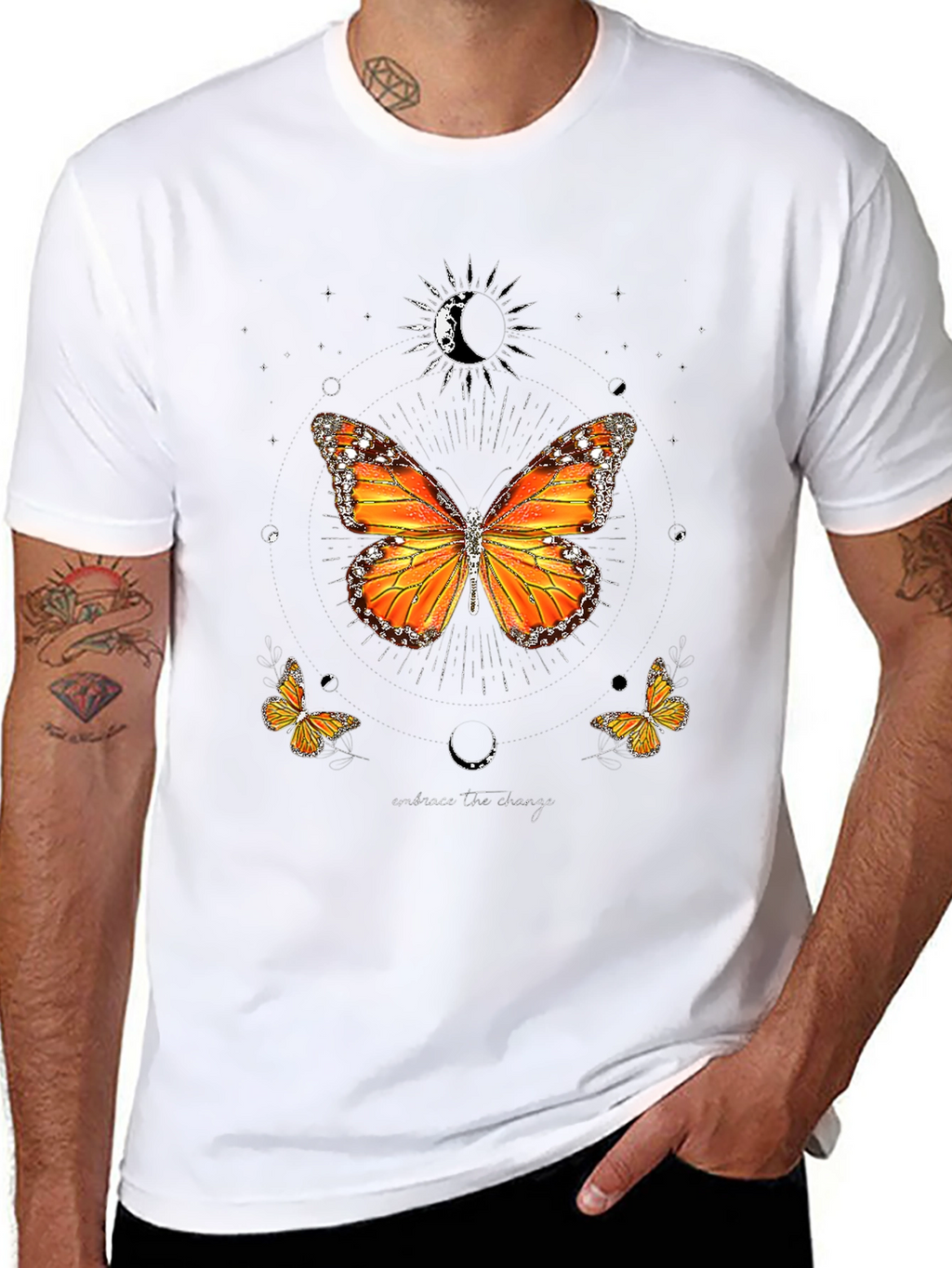 Butterfly Moon Graphic Tee - Black Casual T-Shirt