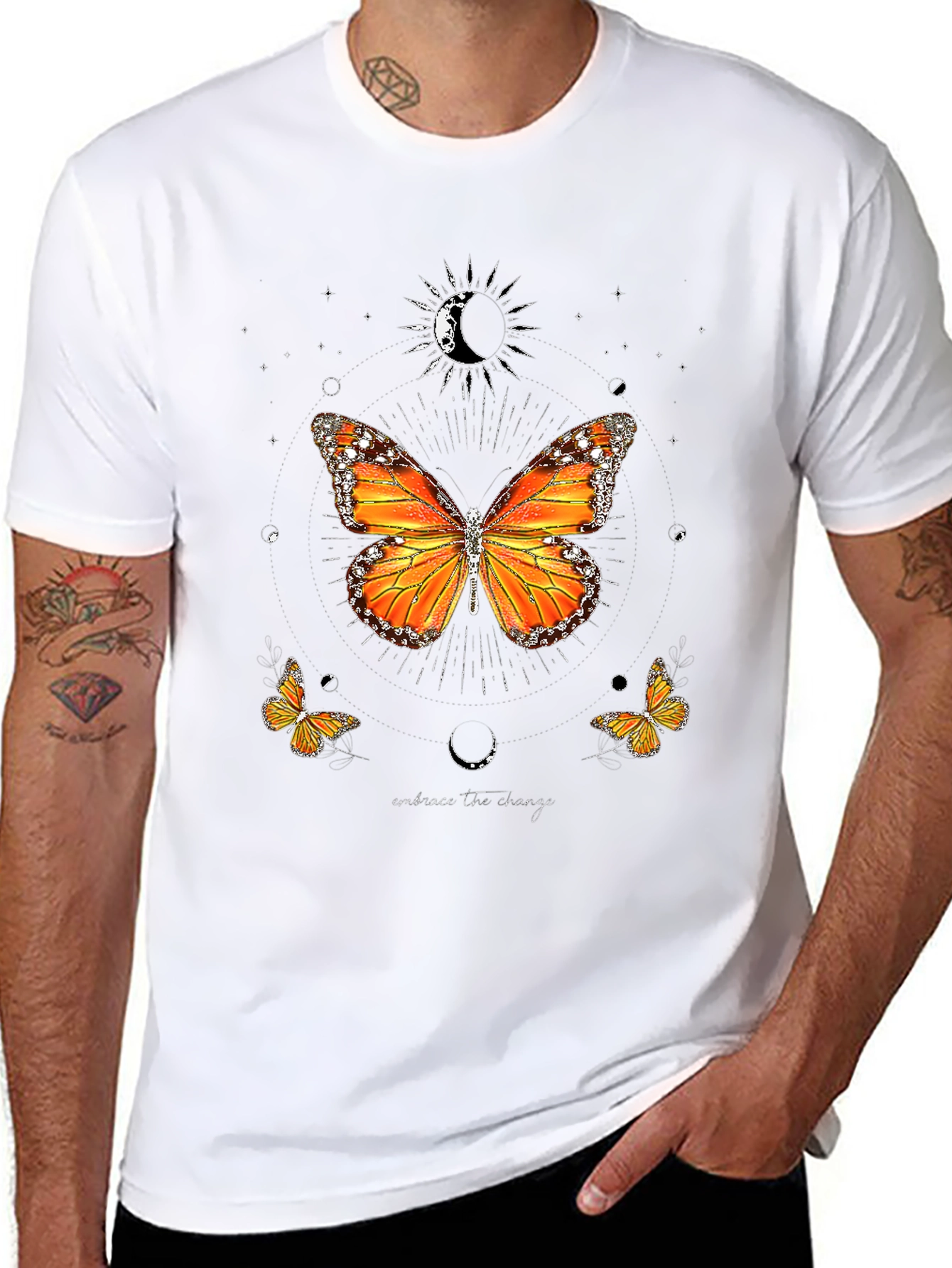 Butterfly Moon Graphic Tee - Black Casual T-Shirt