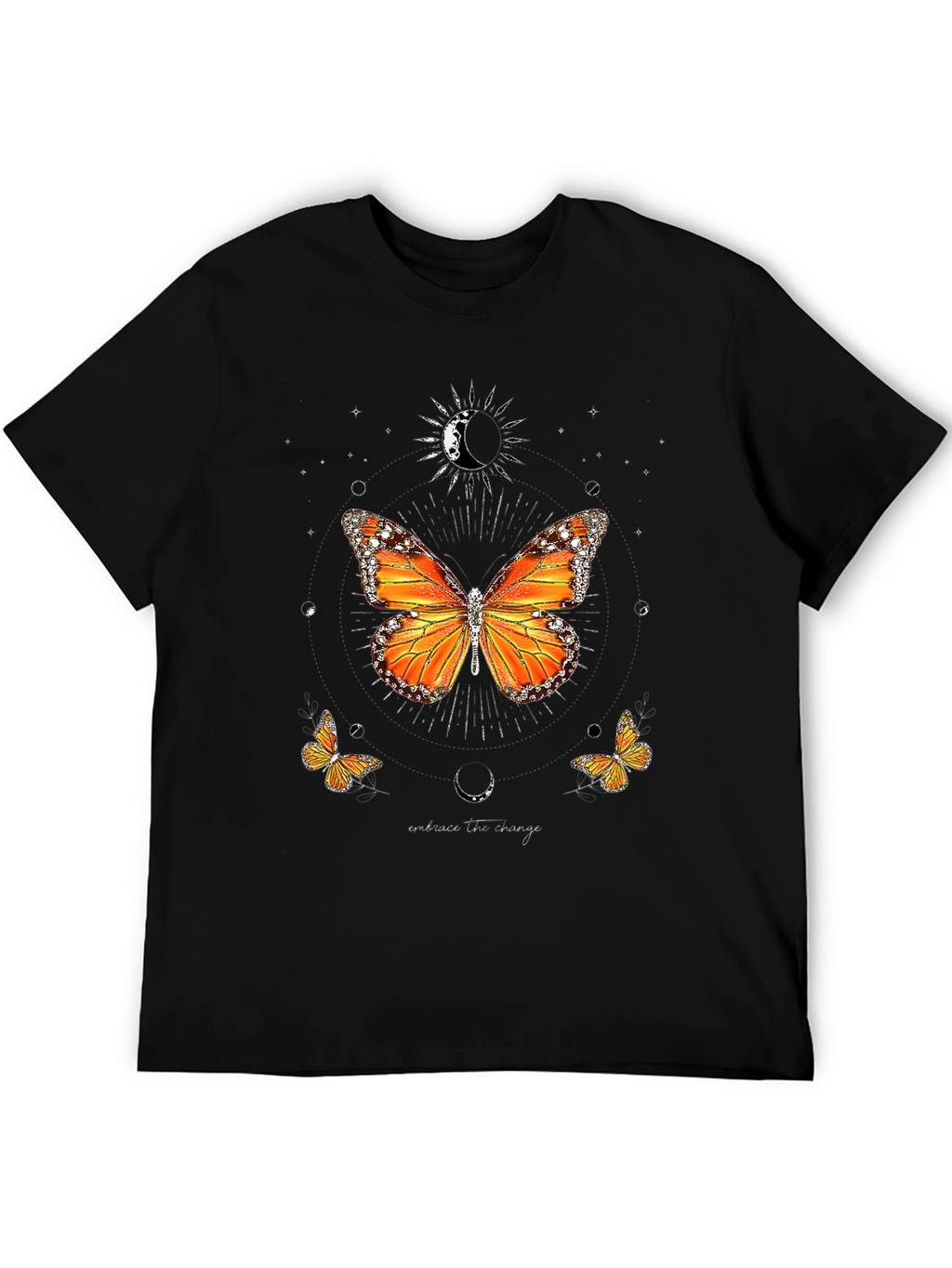 Butterfly Moon Graphic Tee - Black Casual T-Shirt