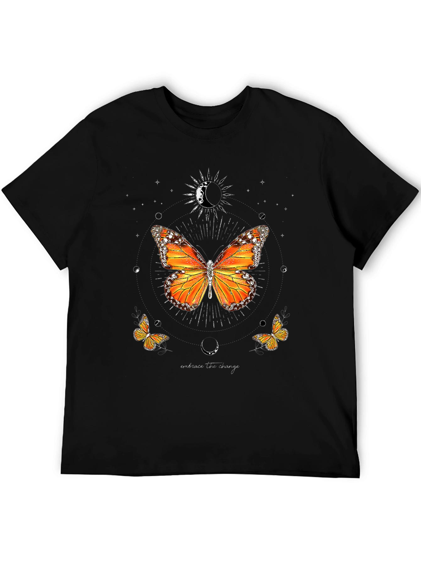 Butterfly Moon Graphic Tee - Black Casual T-Shirt