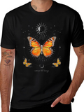 Butterfly Moon Graphic Tee - Black Casual T-Shirt