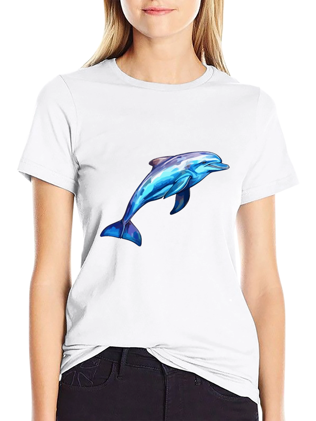 Mens Black Dolphin Graphic Tee