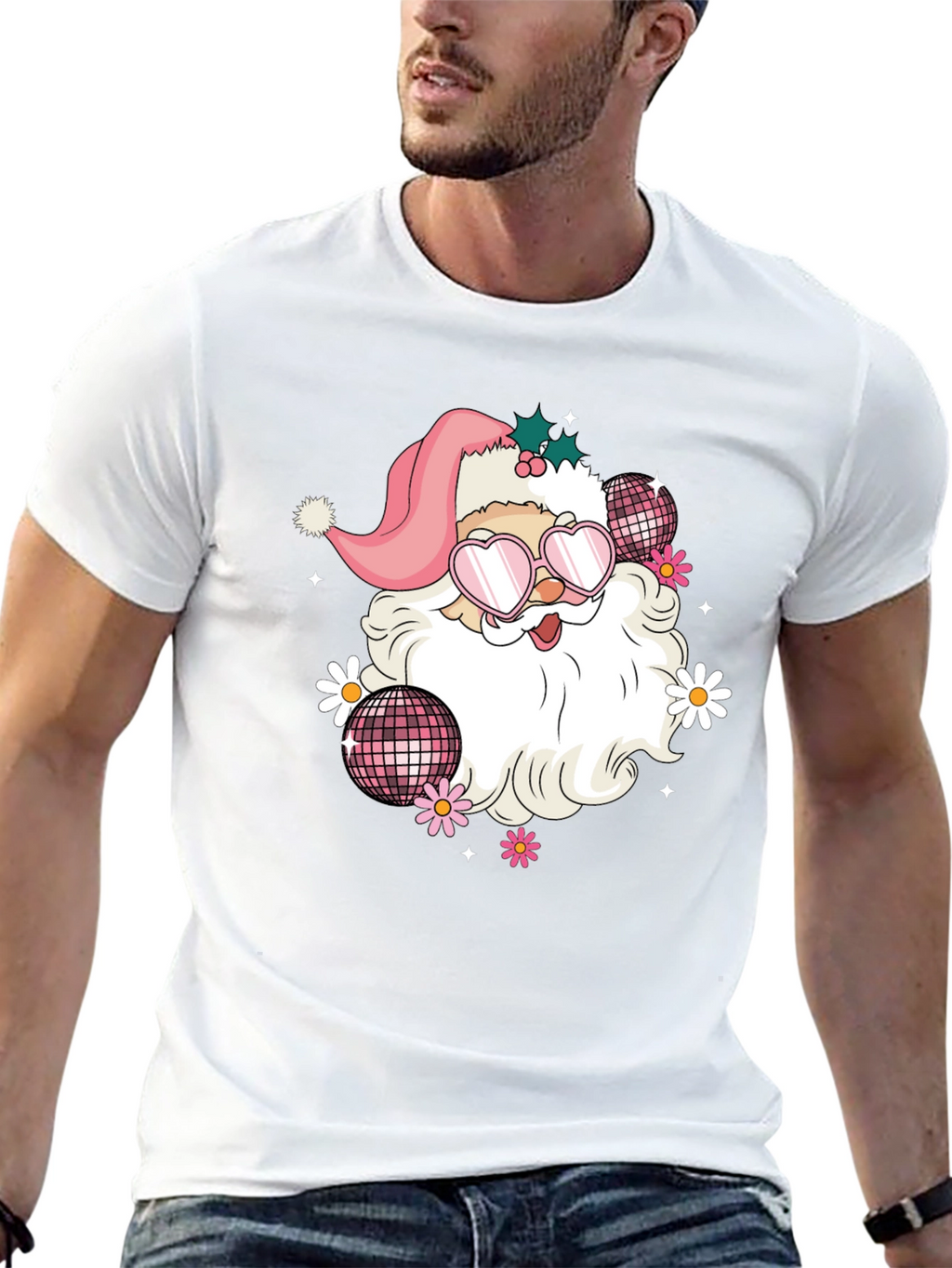 Retro Santa T-Shirt - Disco Vibes