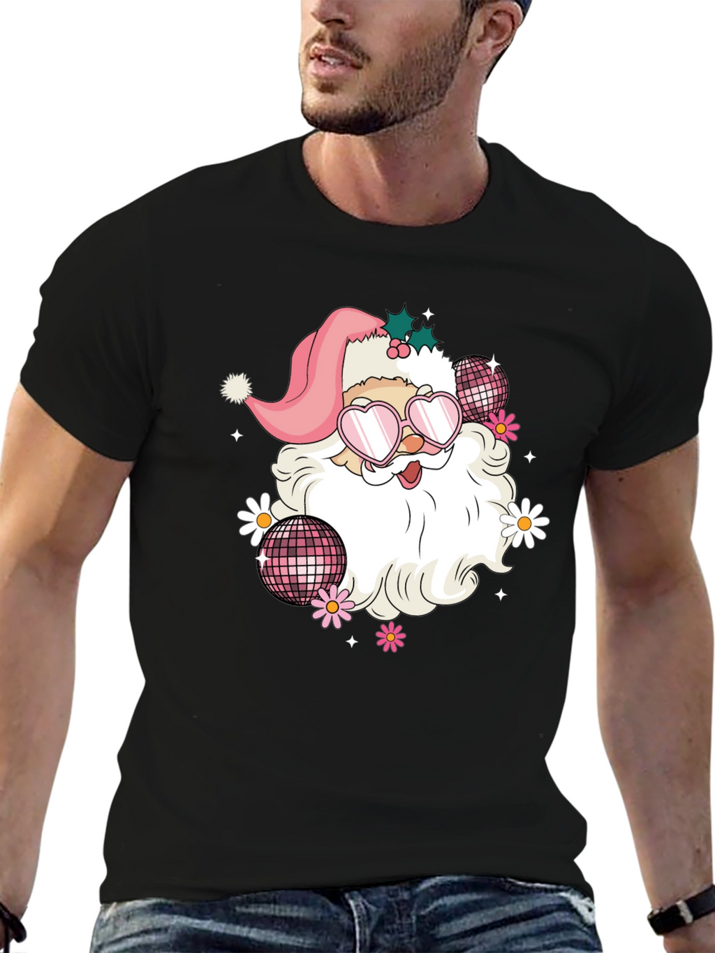 Retro Santa T-Shirt - Disco Vibes