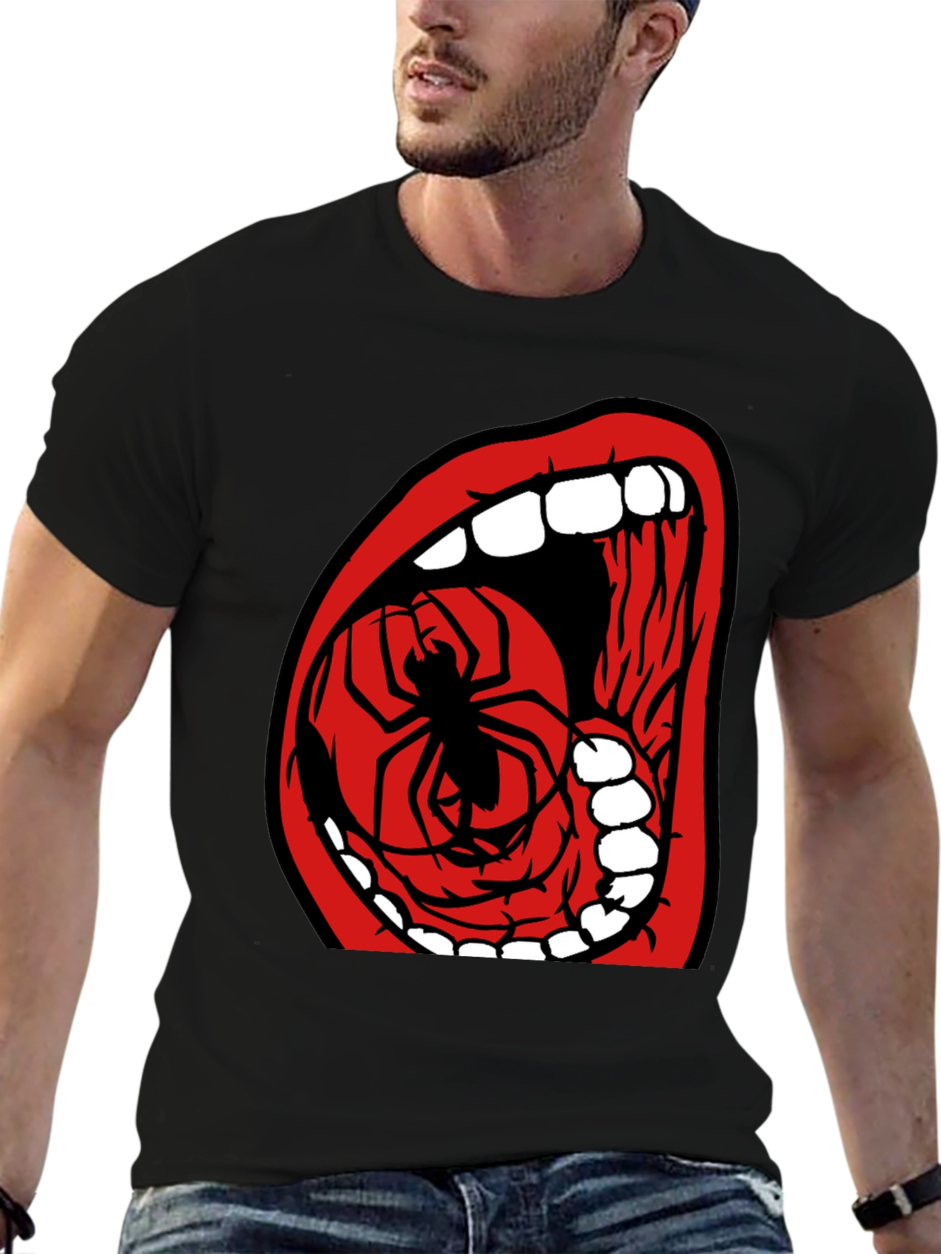 Spider Mouth Graphic Tee - Black Cotton