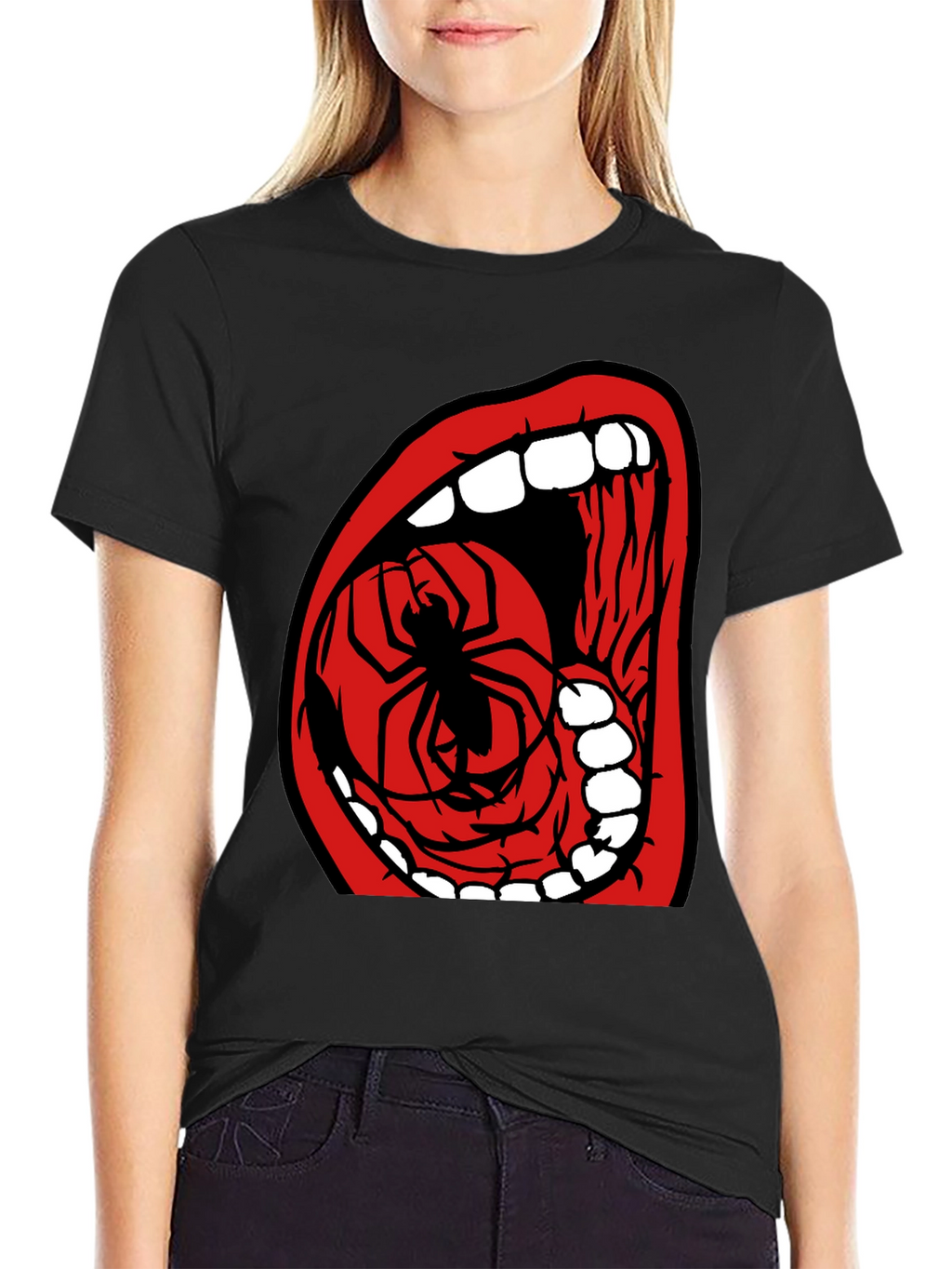 Spider Mouth Graphic Tee - Black Cotton