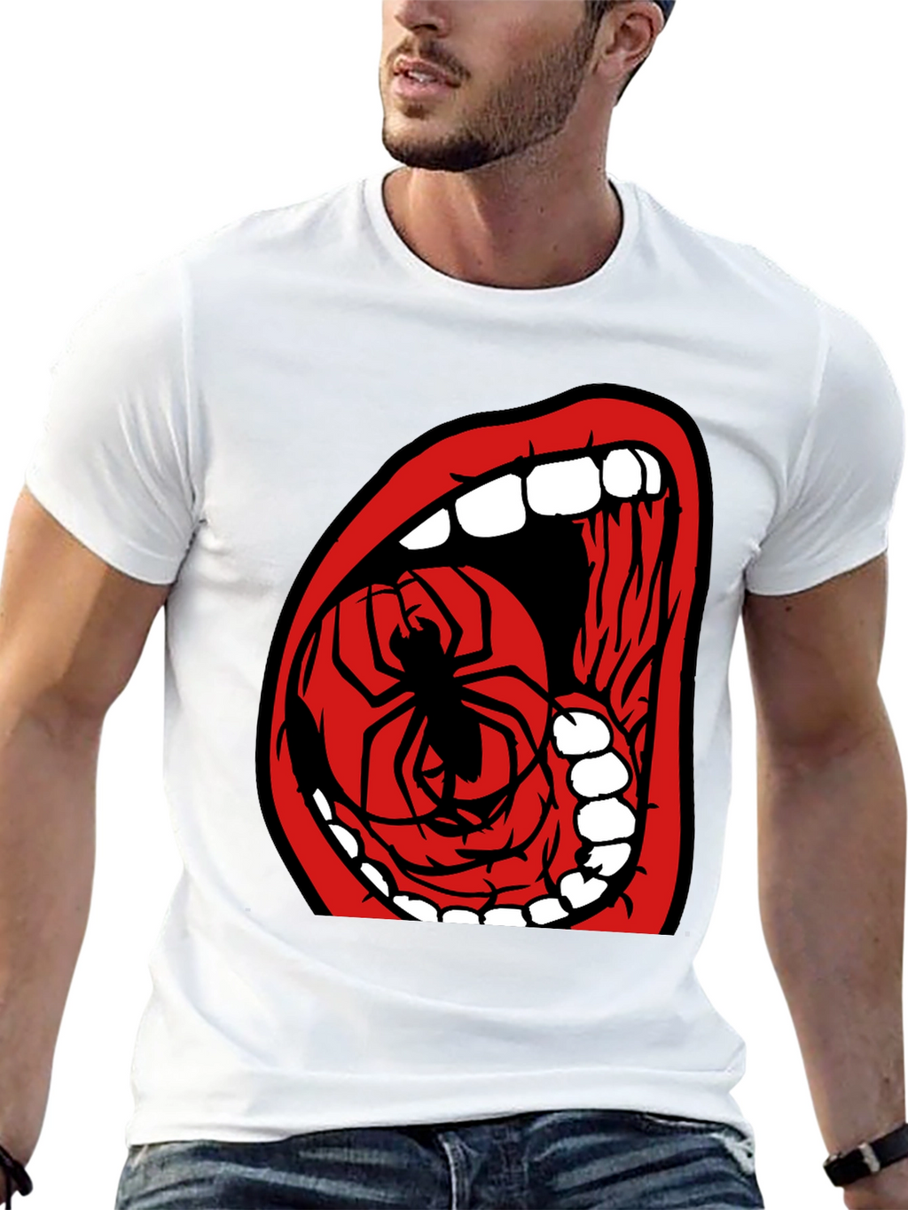 Spider Mouth Graphic Tee - Black Cotton