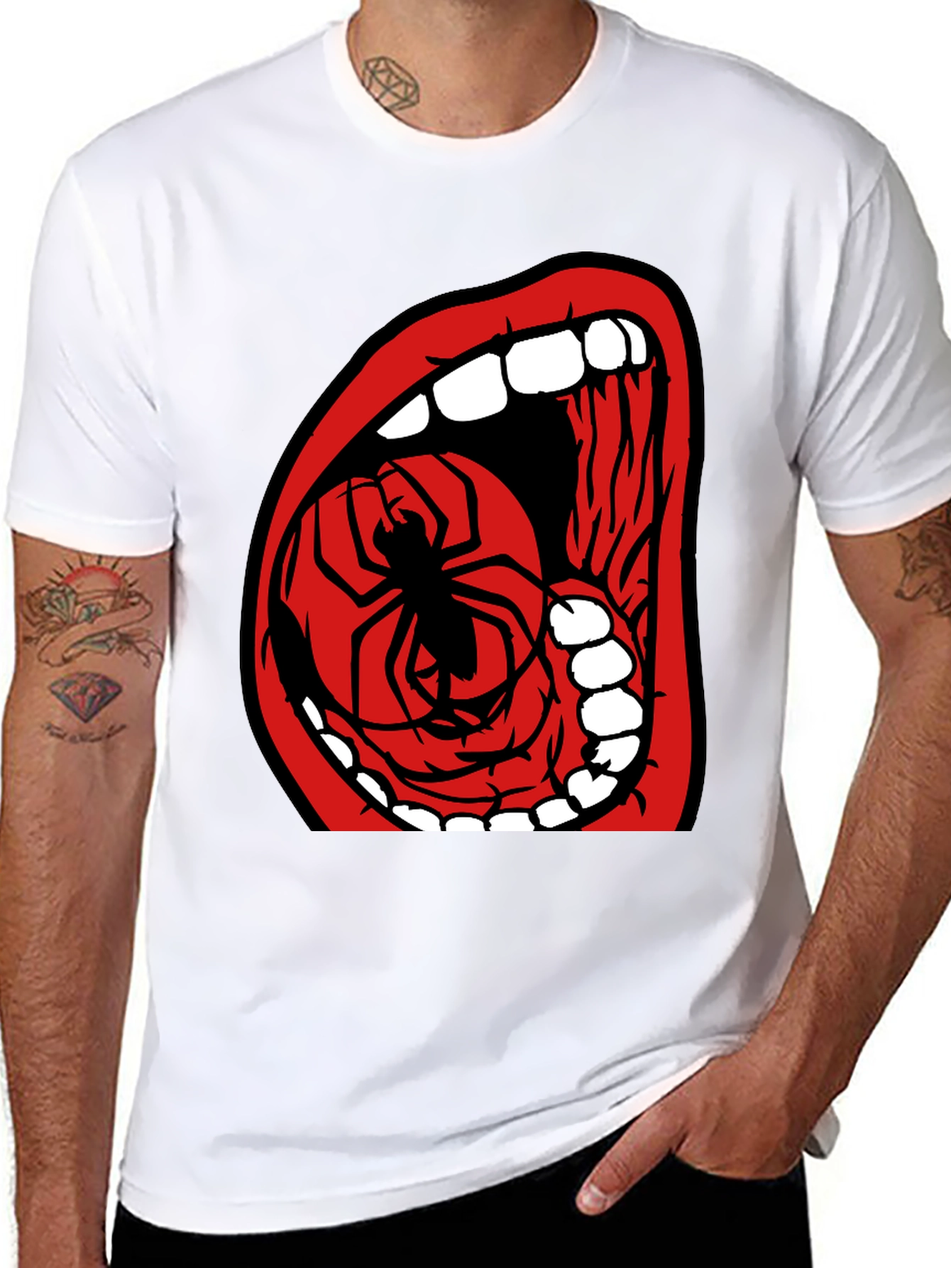 Spider Mouth Graphic Tee - Black Cotton