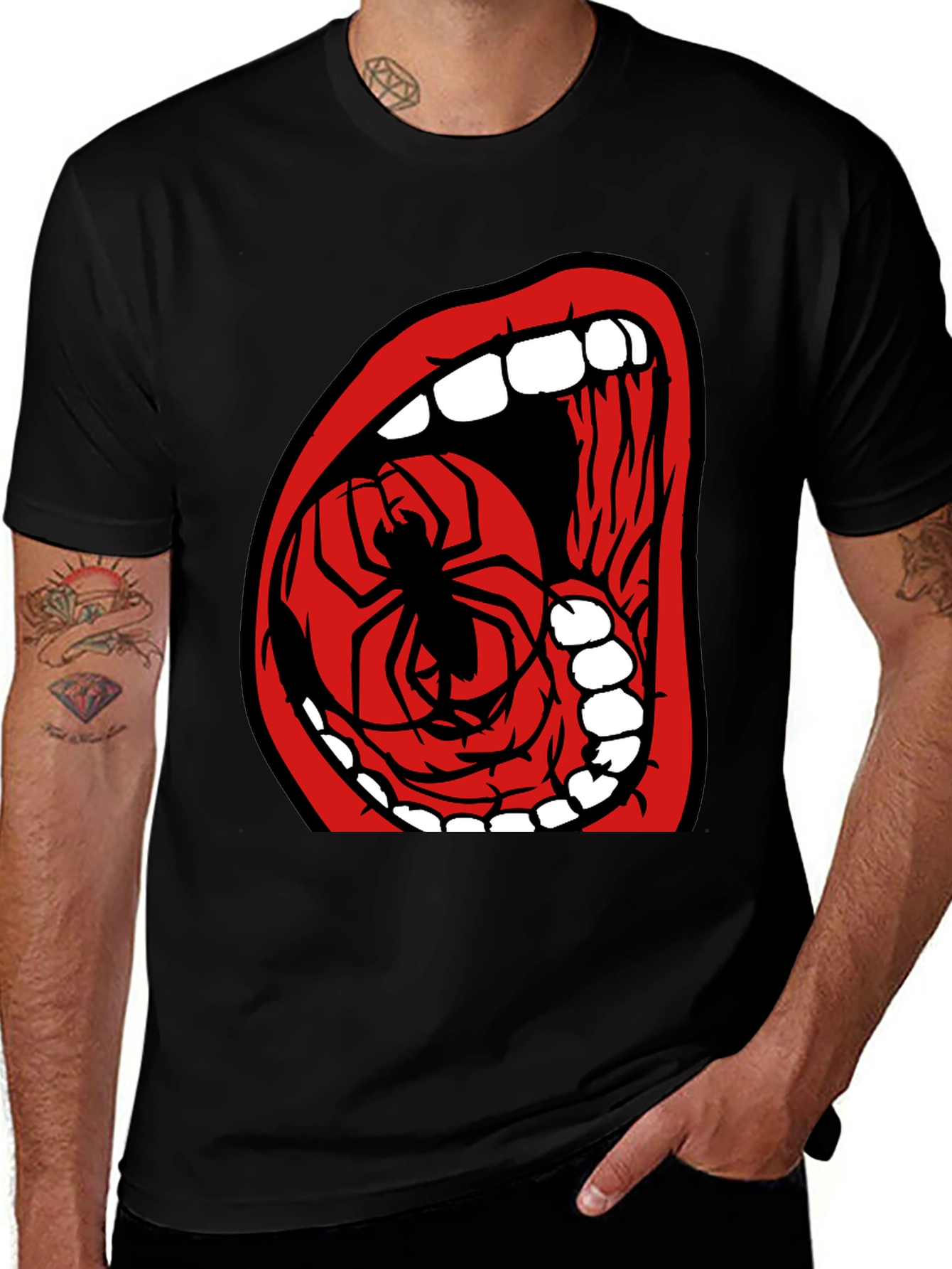 Spider Mouth Graphic Tee - Black Cotton