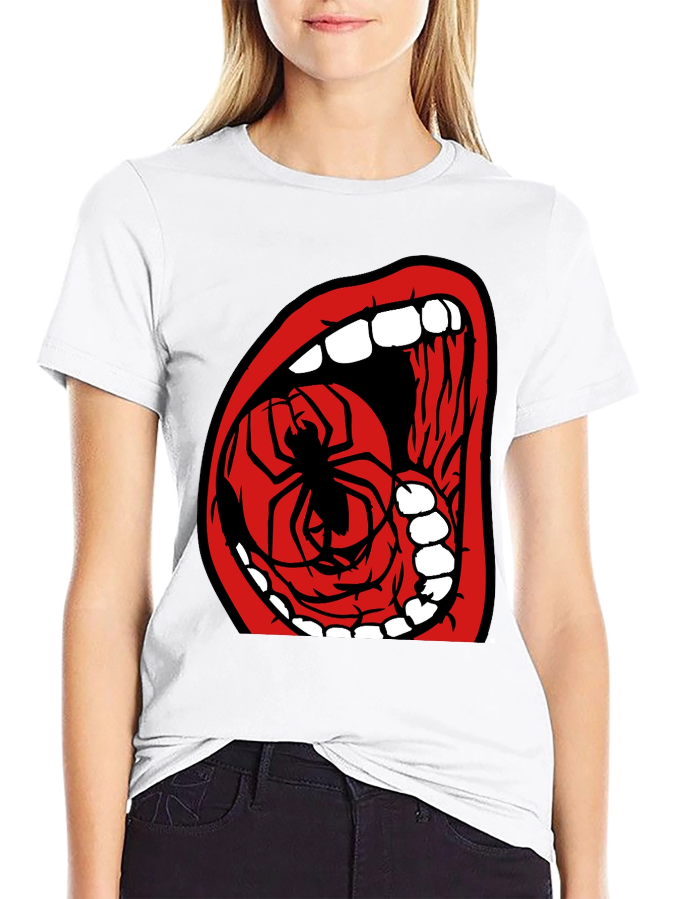 Spider Mouth Graphic Tee - Black Cotton