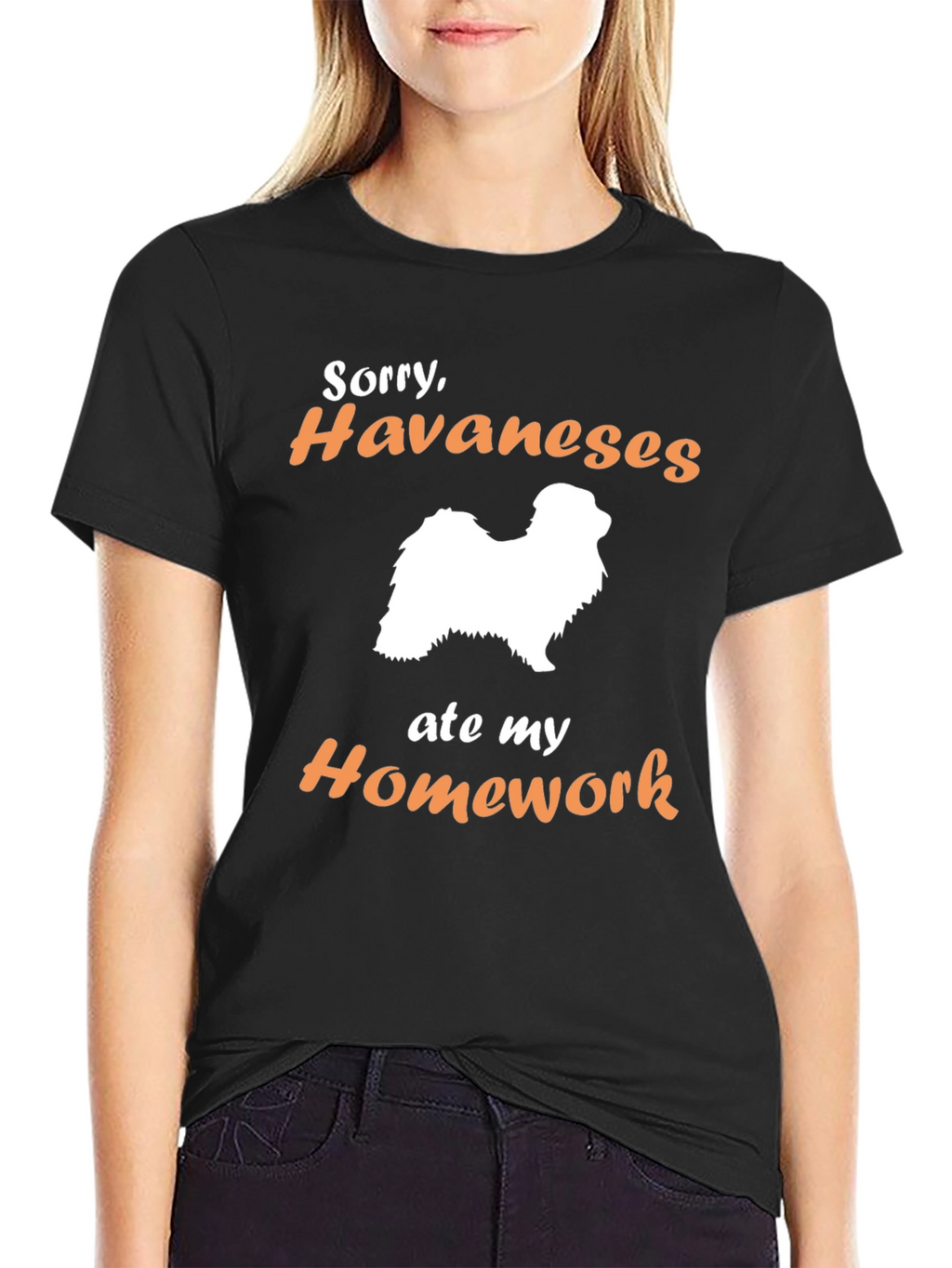 Havanese Ate My Homework Black T-Shirt