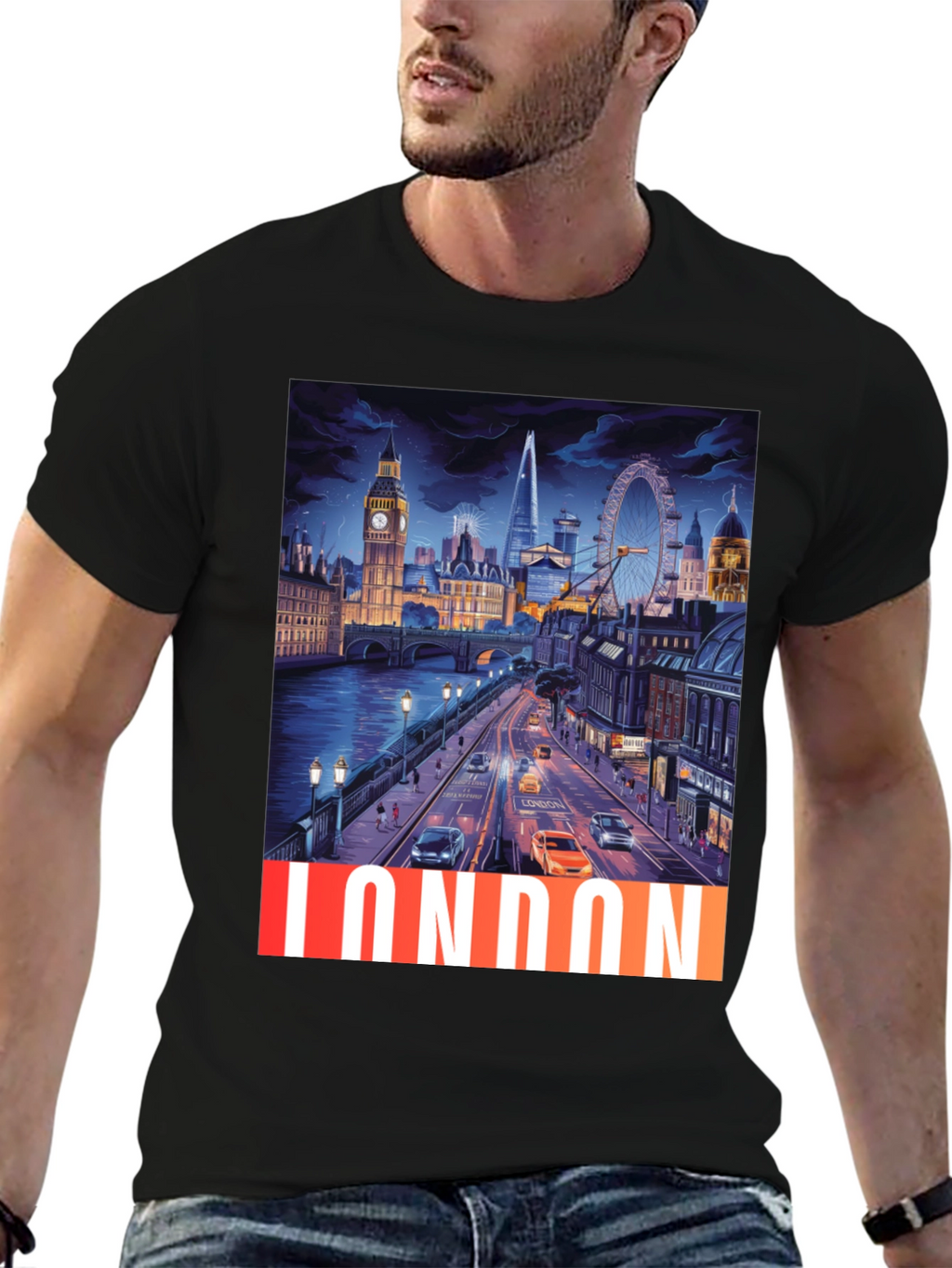 London Cityscape Graphic Tee - Black