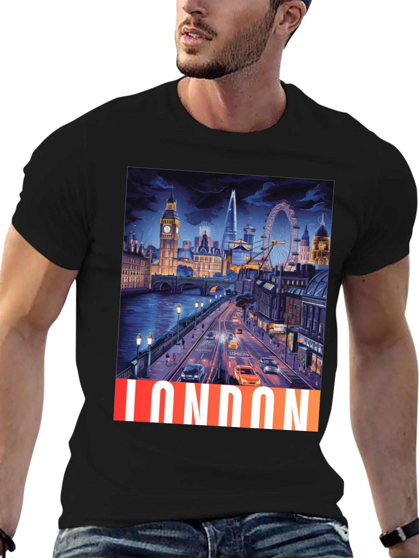 London Cityscape Graphic Tee - Black
