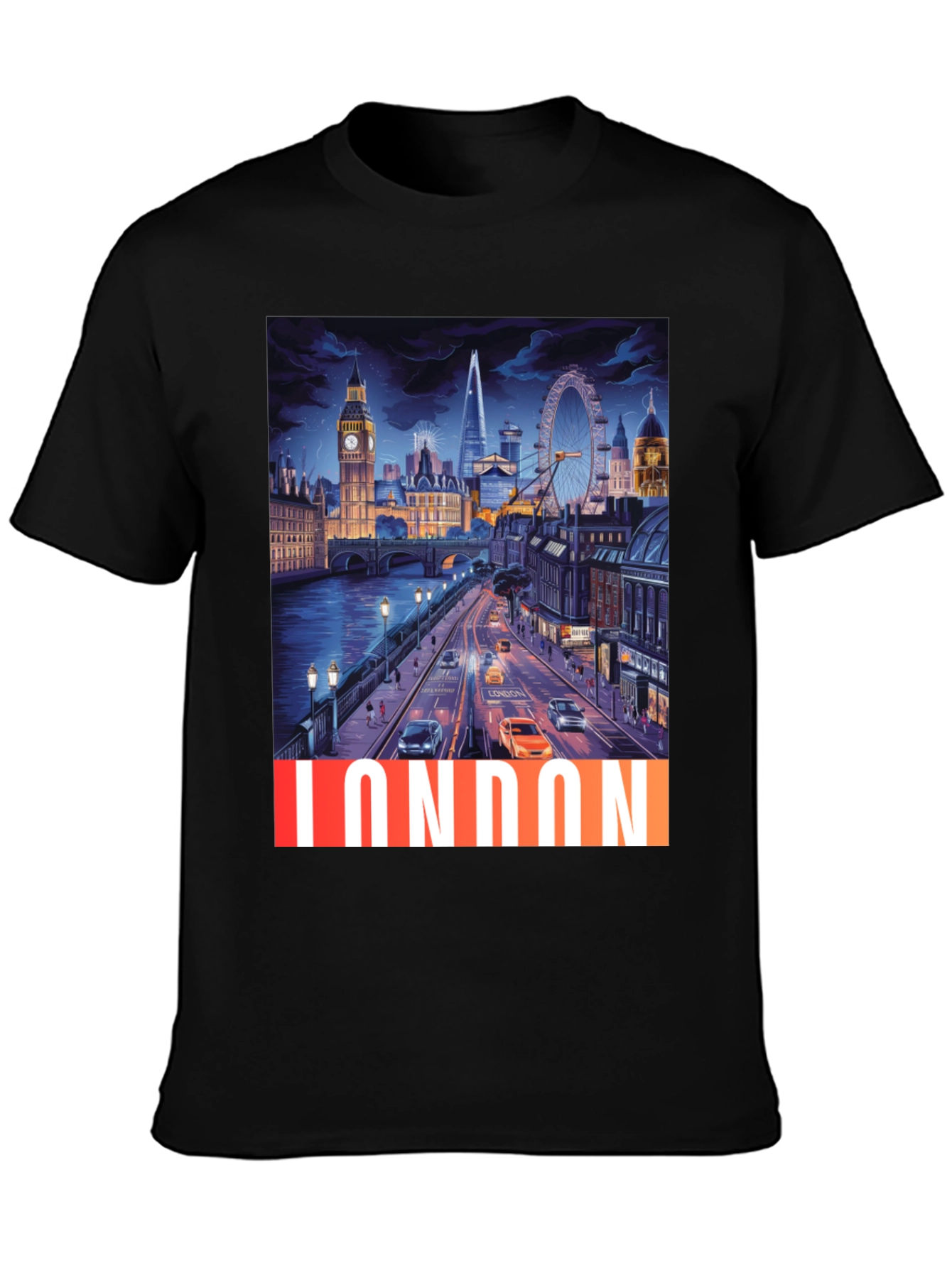 London Cityscape Graphic Tee - Black