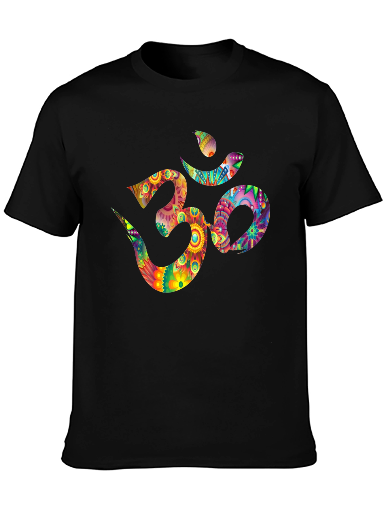 Om Symbol Graphic Tee - Vibrant Floral Design
