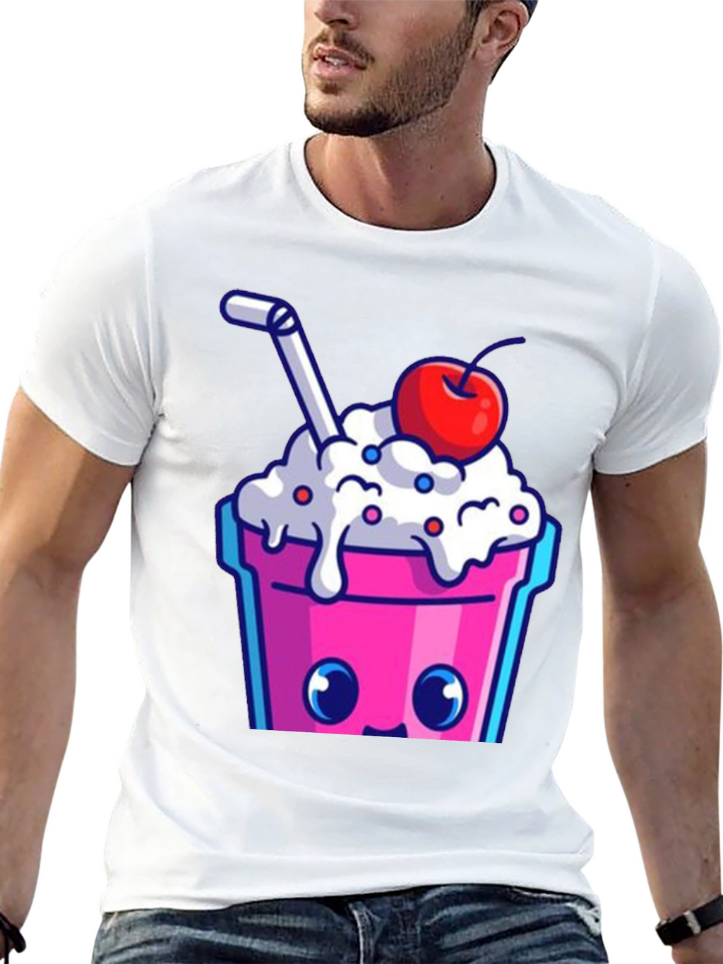 Cute Kawaii Milkshake Graphic Tee - Fun Style