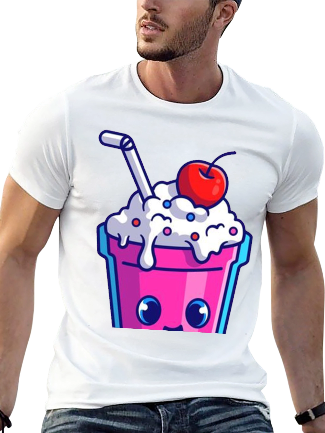 Cute Kawaii Milkshake Graphic Tee - Fun Style