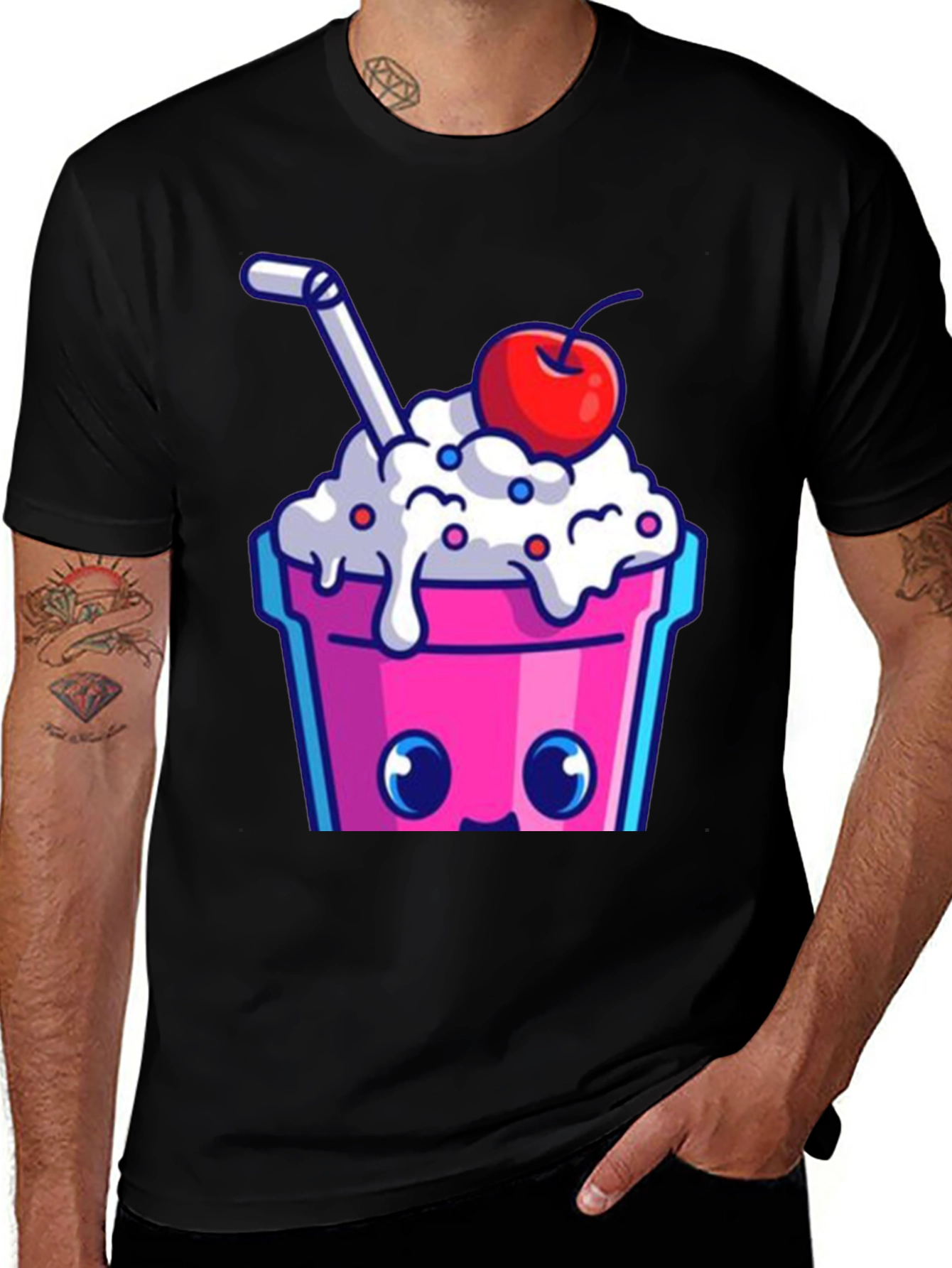 Cute Kawaii Milkshake Graphic Tee - Fun Style
