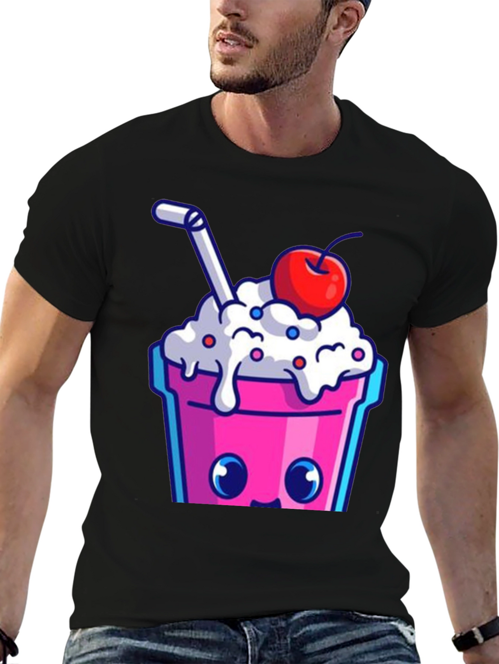 Cute Kawaii Milkshake Graphic Tee - Fun Style
