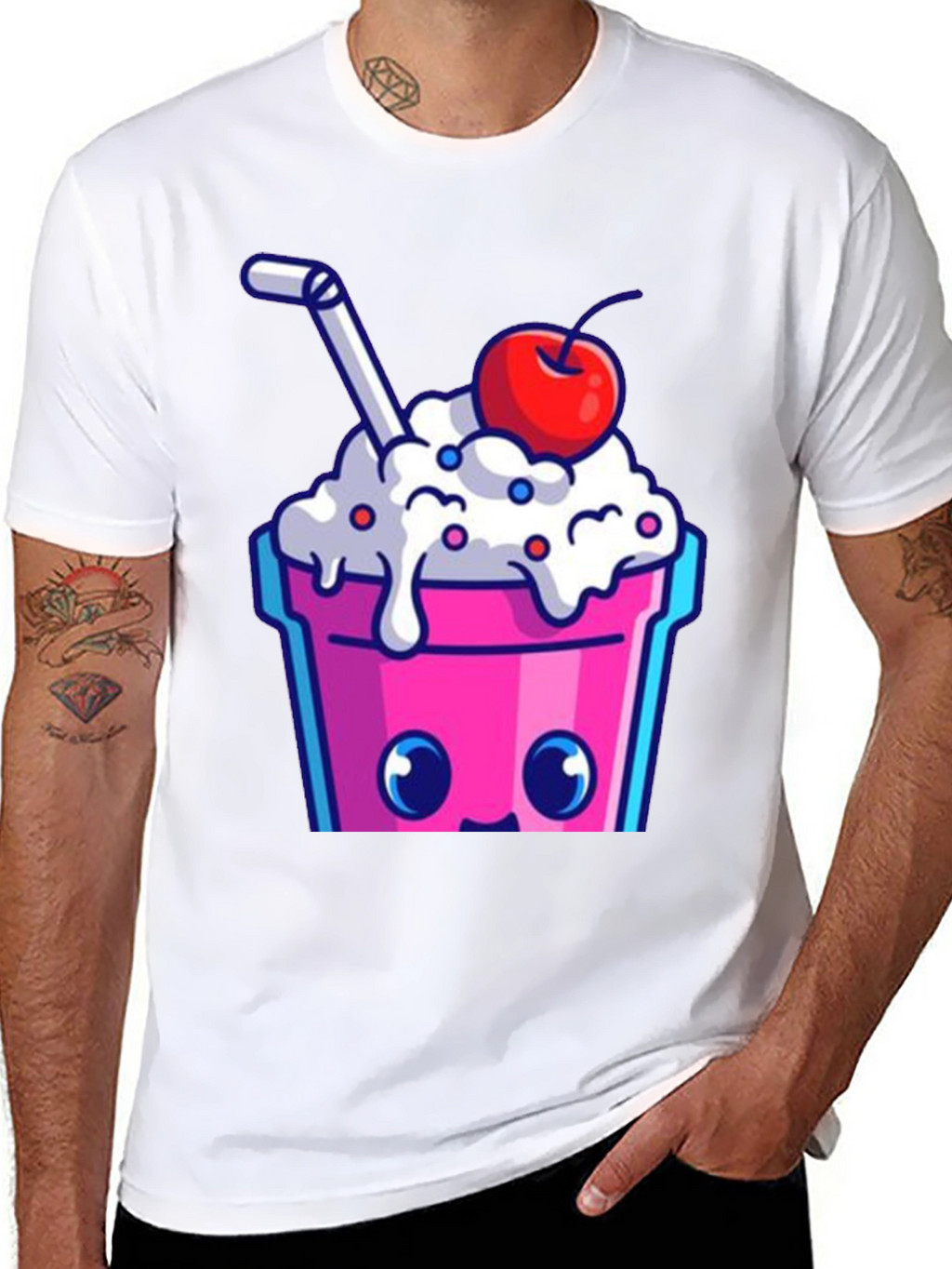 Cute Kawaii Milkshake Graphic Tee - Fun Style