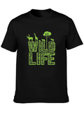 Wildlife Graphic Print Mens Black T-Shirt