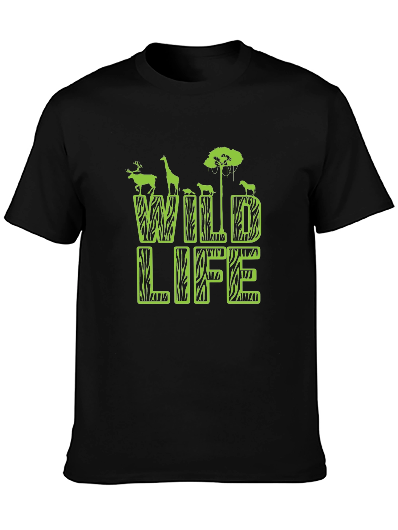 Wildlife Graphic Print Mens Black T-Shirt