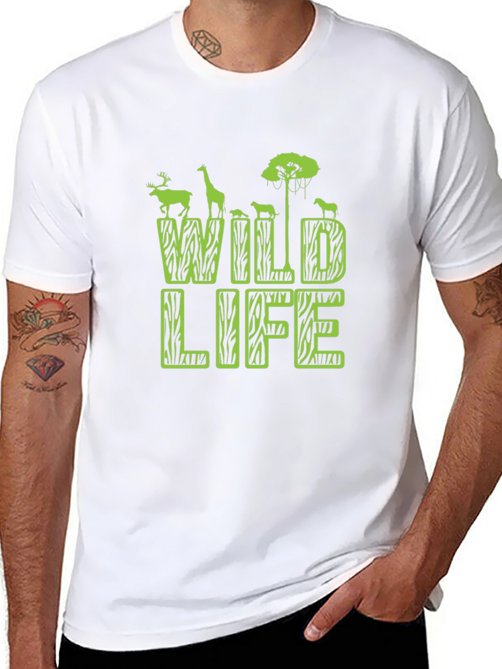 Wildlife Graphic Print Mens Black T-Shirt