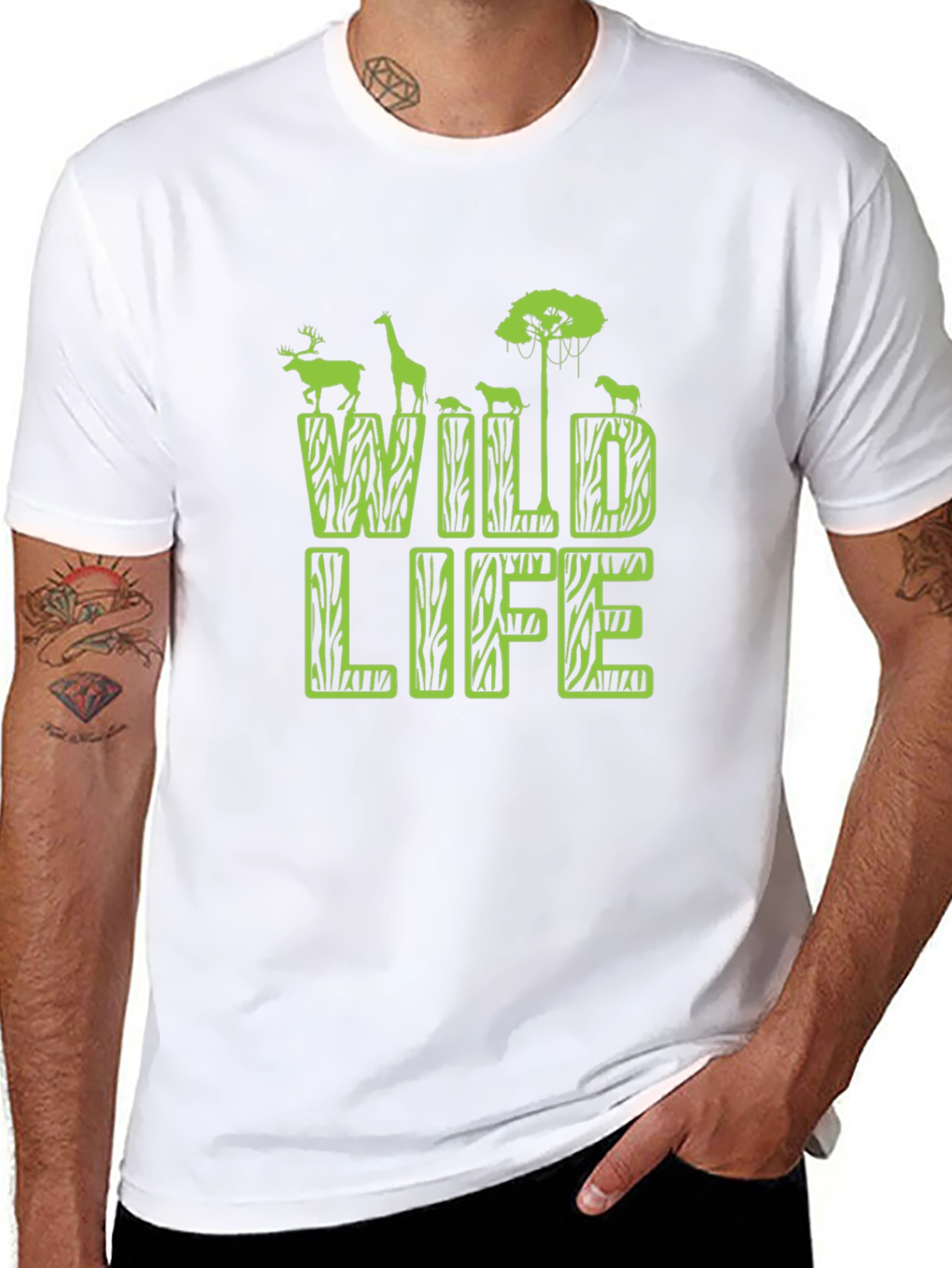 Wildlife Graphic Print Mens Black T-Shirt