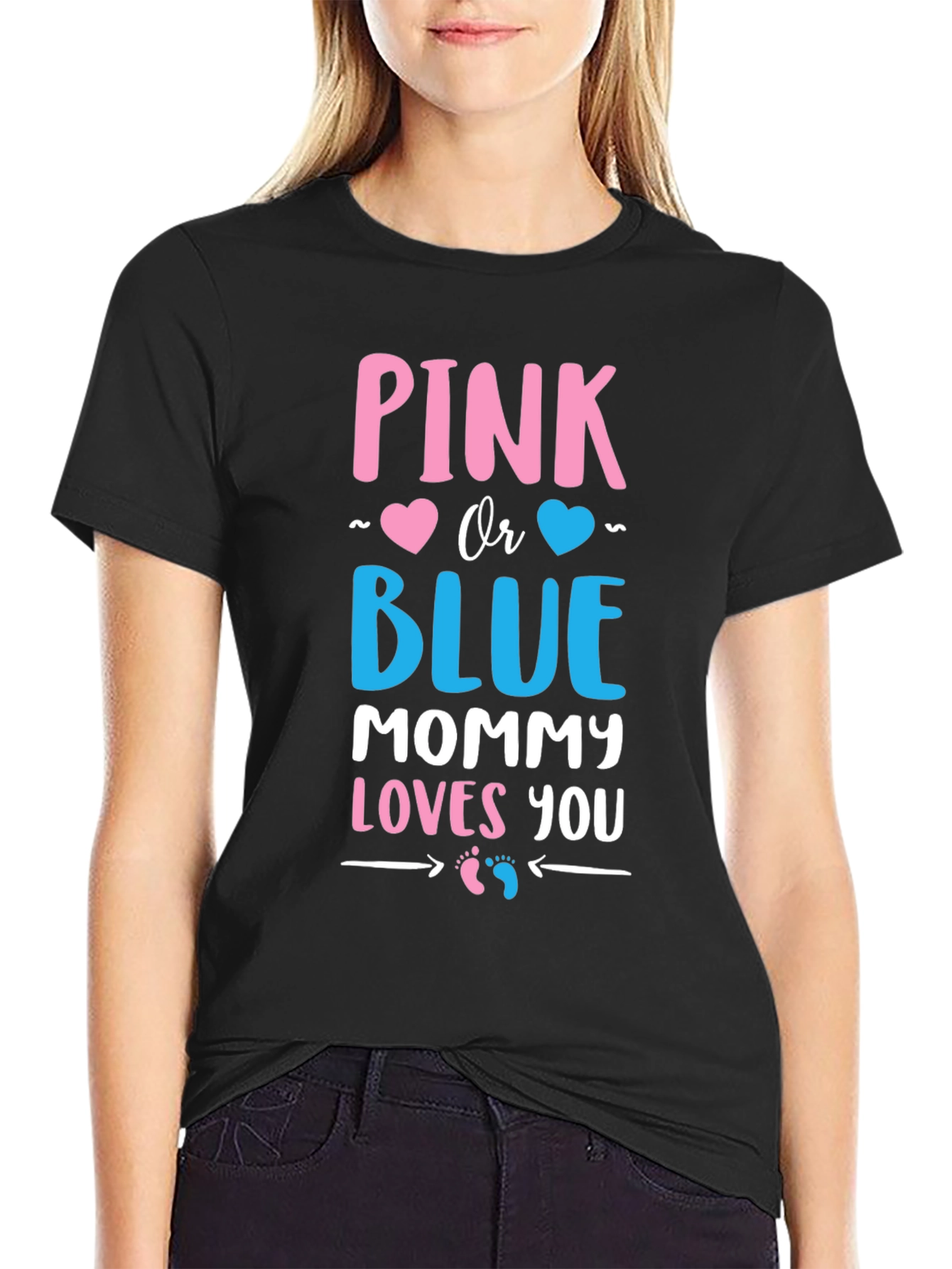 Pink or Blue Mommy Loves You Gender Reveal T-Shirt