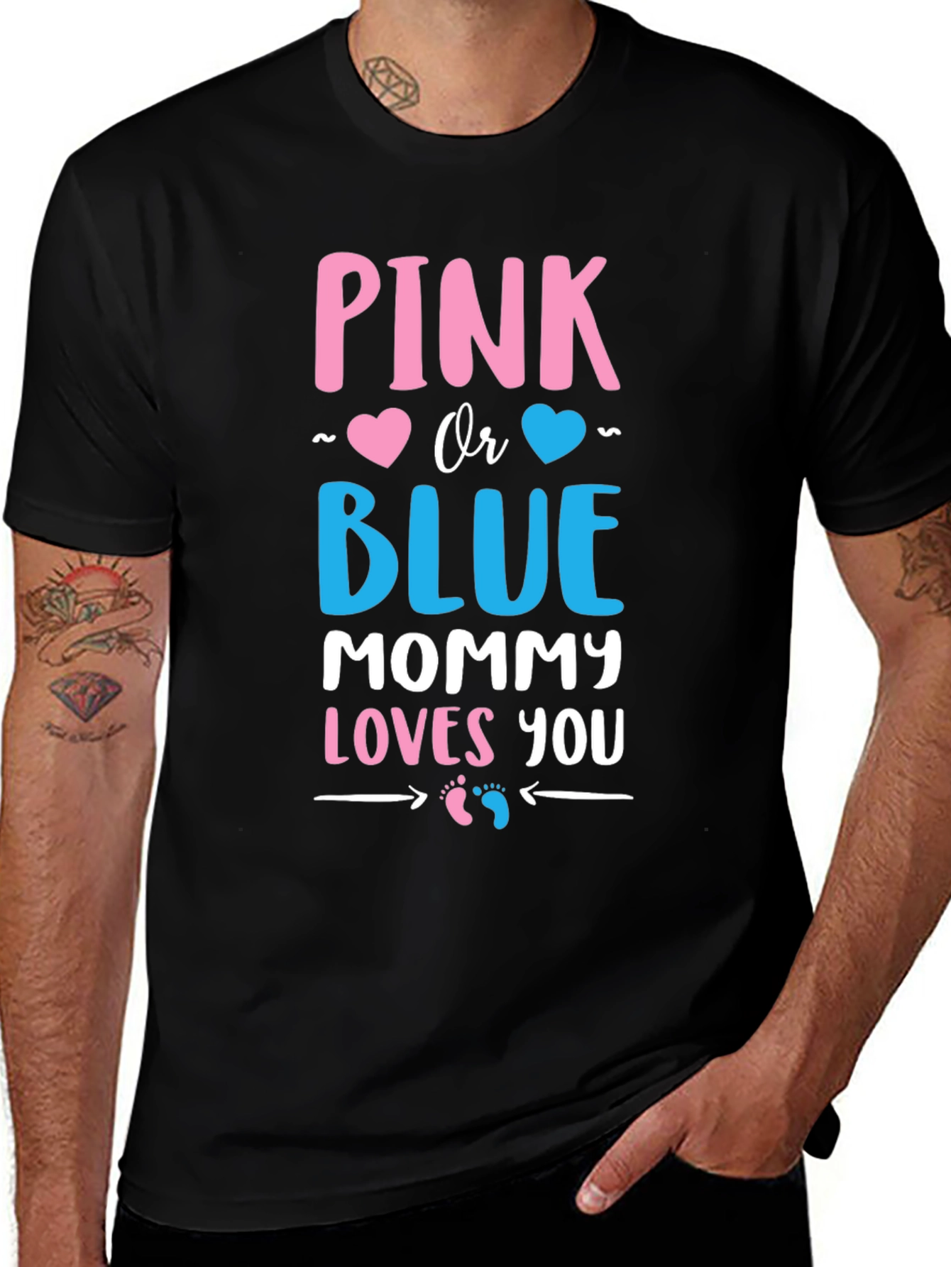 Pink or Blue Mommy Loves You Gender Reveal T-Shirt