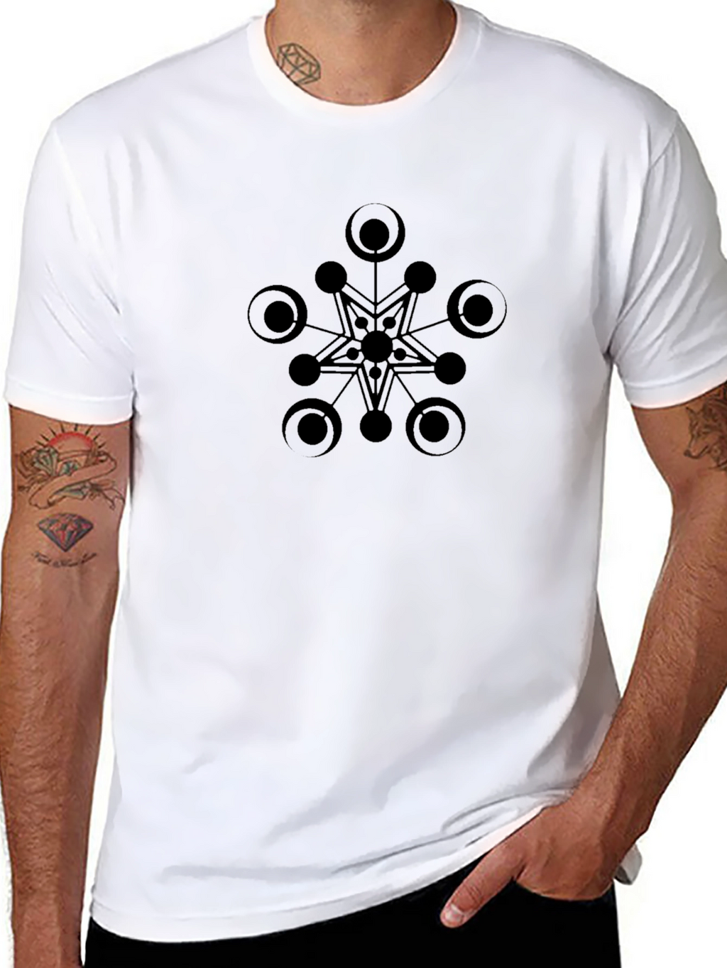 Abstract Star Design Black T-Shirt
